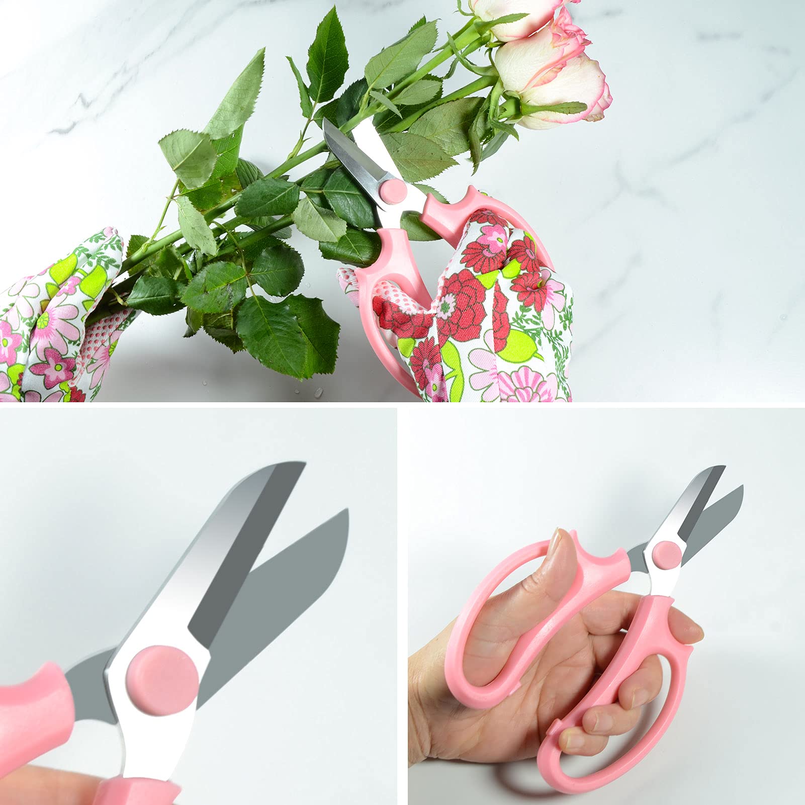 5PCS Rose Thorn Stripper Set with Pruning Shears & Pink Garden Gloves - Perfect for Rose Bush Care, Gardening, and Floral Arrangements