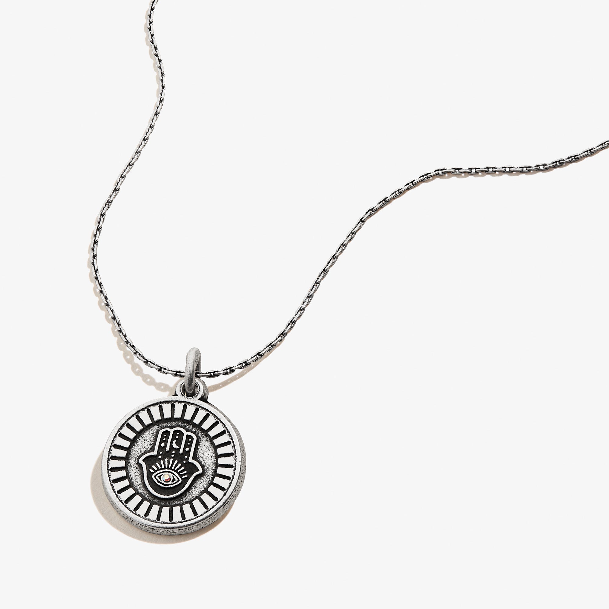 Hamsa Embossed Charm Necklace for Women - Hand of Fatima Pendant Jewelry - Spiritual Protection & Boho Fashion Accessory for Everyday Wear, Gift Giving & Meditation