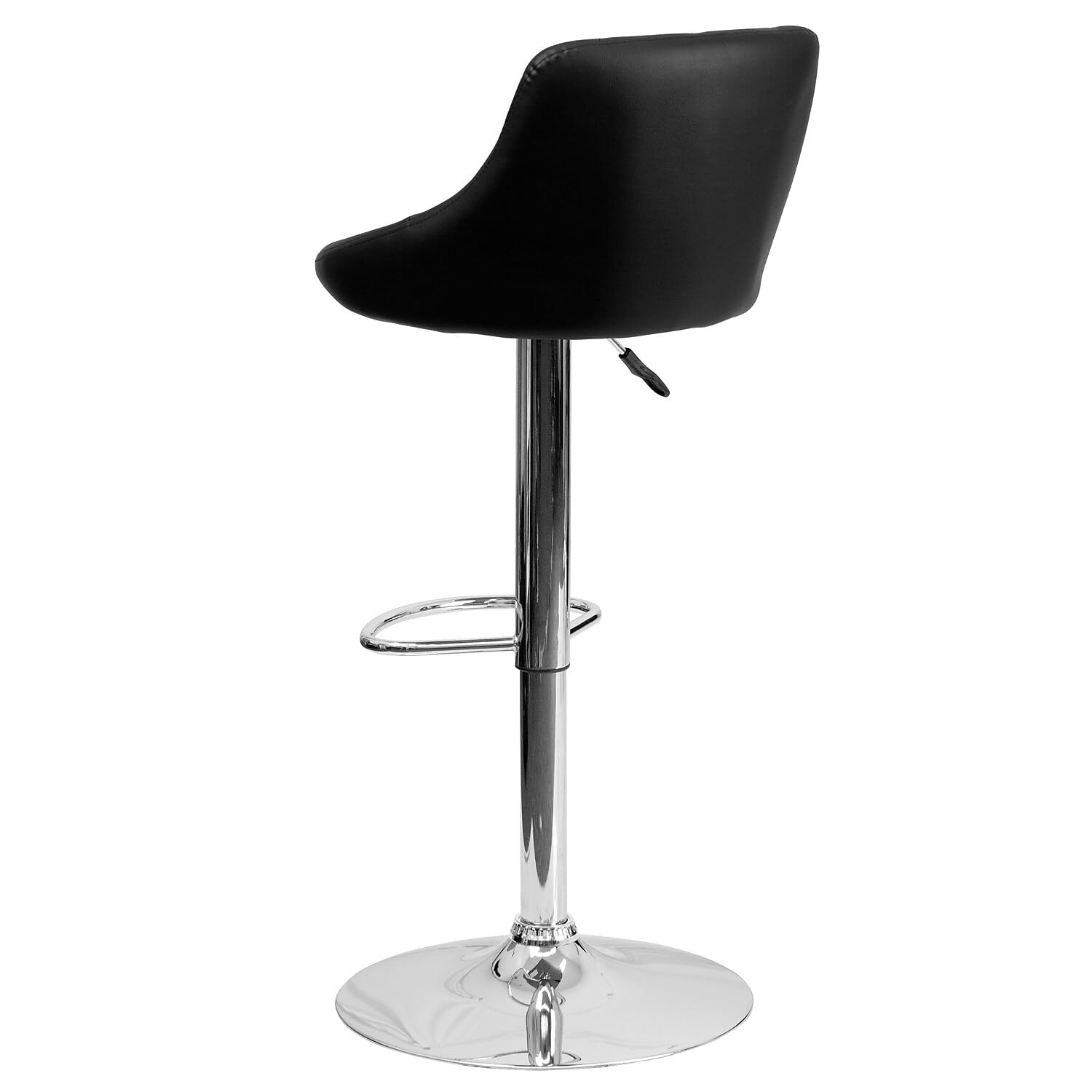Flash Furniture Caldwell 2-Pack Adjustable Height Bar Stools - Contemporary Black Vinyl Bucket Seats with Diamond Pattern Back & Chrome Base - Perfect for Kitchen Islands, Home Bars & Counter Dining