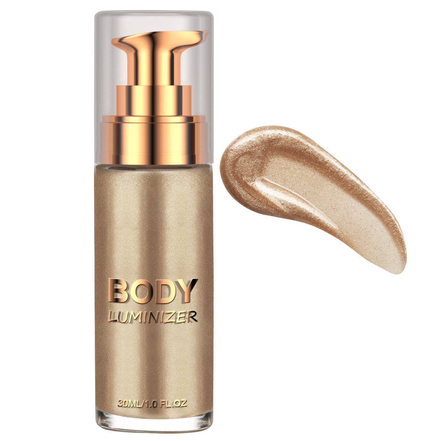 Waterproof Body Luminizer & Highlighter Makeup - Moisturizing Glow Illuminator Liquid Foundation for Face & Body - Smooth Shimmer Lotion (#05 Champagne Gold) - Perfect for Parties, Weddings & Night Out Glam