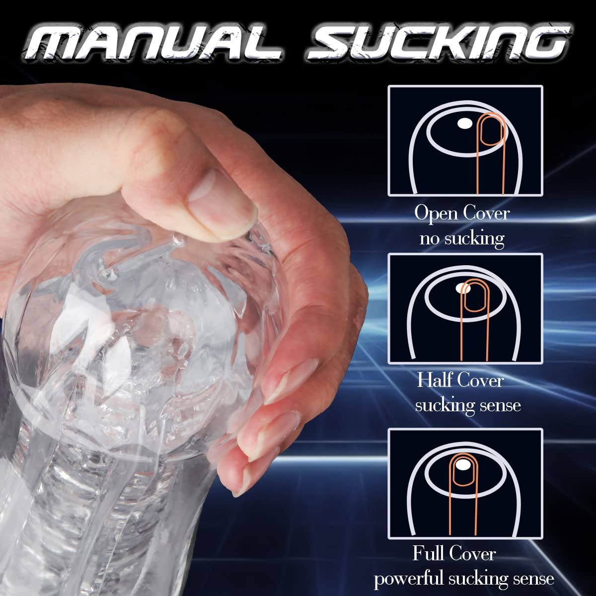 Premium TPE Male Masturbator - Realistic Vagina Texture & Blowjob Simulation | Portable Transparent Pocket Pussy | Manual Sucking Extrusion Penis Sleeve for Men | Perfect for Travel, Discreet Solo Play & Couples Enhancement