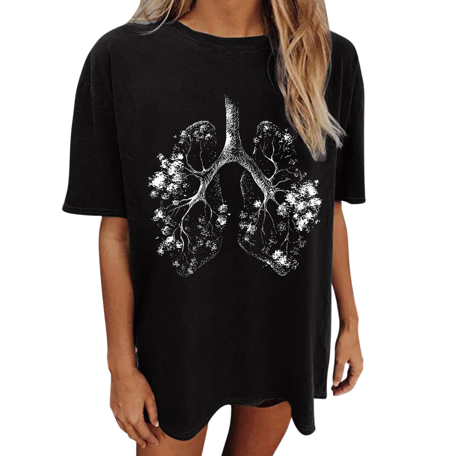 Women's Western Halloween Shirts - Short Sleeve Casual Tunic Tops with Skull Print | Loose Fit Summer T-Shirts for Halloween Parties & Costume Events