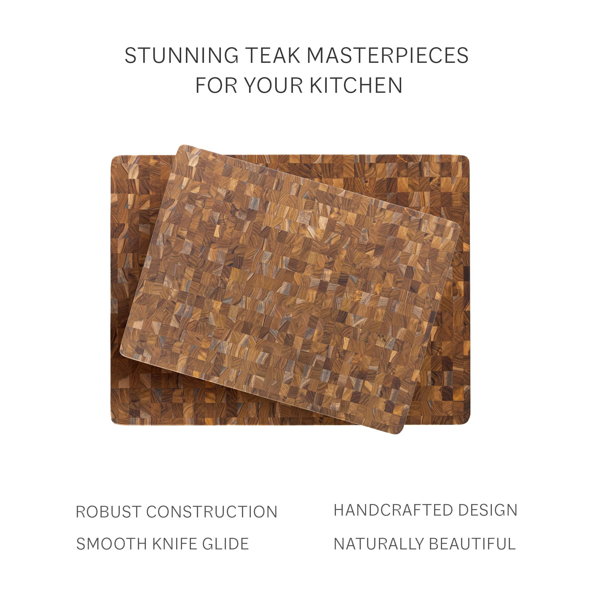 Premium Teak End Grain Butcher Block Cutting Board - Medium Size Wooden Chopping Board - Knife-Friendly Surface - FSC Certified - Perfect for Kitchen Prep, Meat Cutting & Serving Charcuterie
