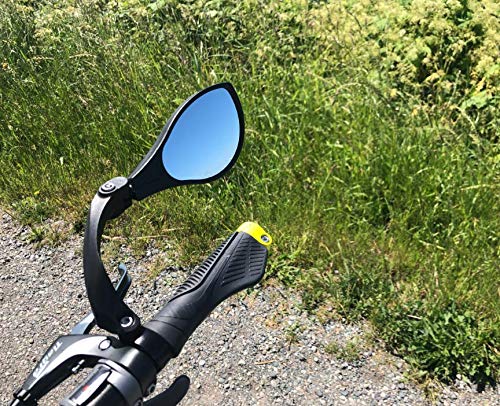 Hafny HD Blast-Resistant Bike Handlebar Mirror - Adjustable Rotatable Rearview Bicycle Mirror with Crystal Clear Glass (HF-M902RS-FR01, Silver Right) for Safe Cycling on Roads and Trails