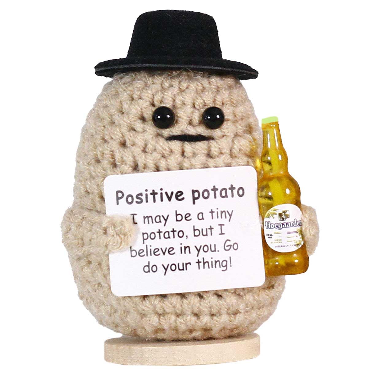Positive Potato & Pickle Crochet Gifts - Handmade Emotional Support Car Dashboard Accessories, Cute Crochet Animals for Home & Office Decor (Classic Style) - Perfect for Stress Relief, Car Interior Decoration and Thoughtful Gifts