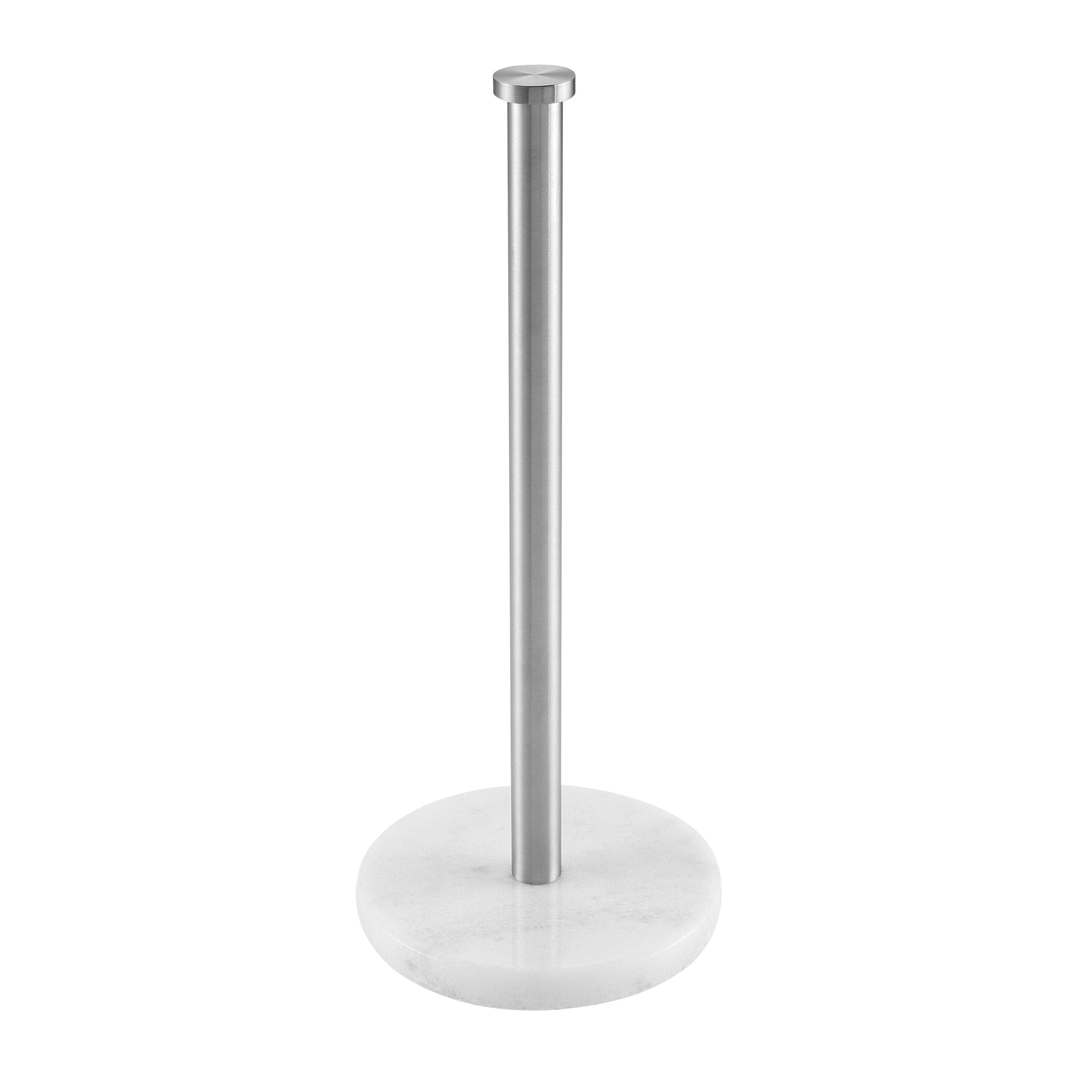 Premium KES Countertop Paper Towel Holder - Sturdy SUS304 Stainless Steel with Natural Marble Base for Standard/Jumbo Rolls (Brushed Finish) - Ideal for Kitchen, Bathroom, Office & Restaurant Use - Model KPH100S14B-2
