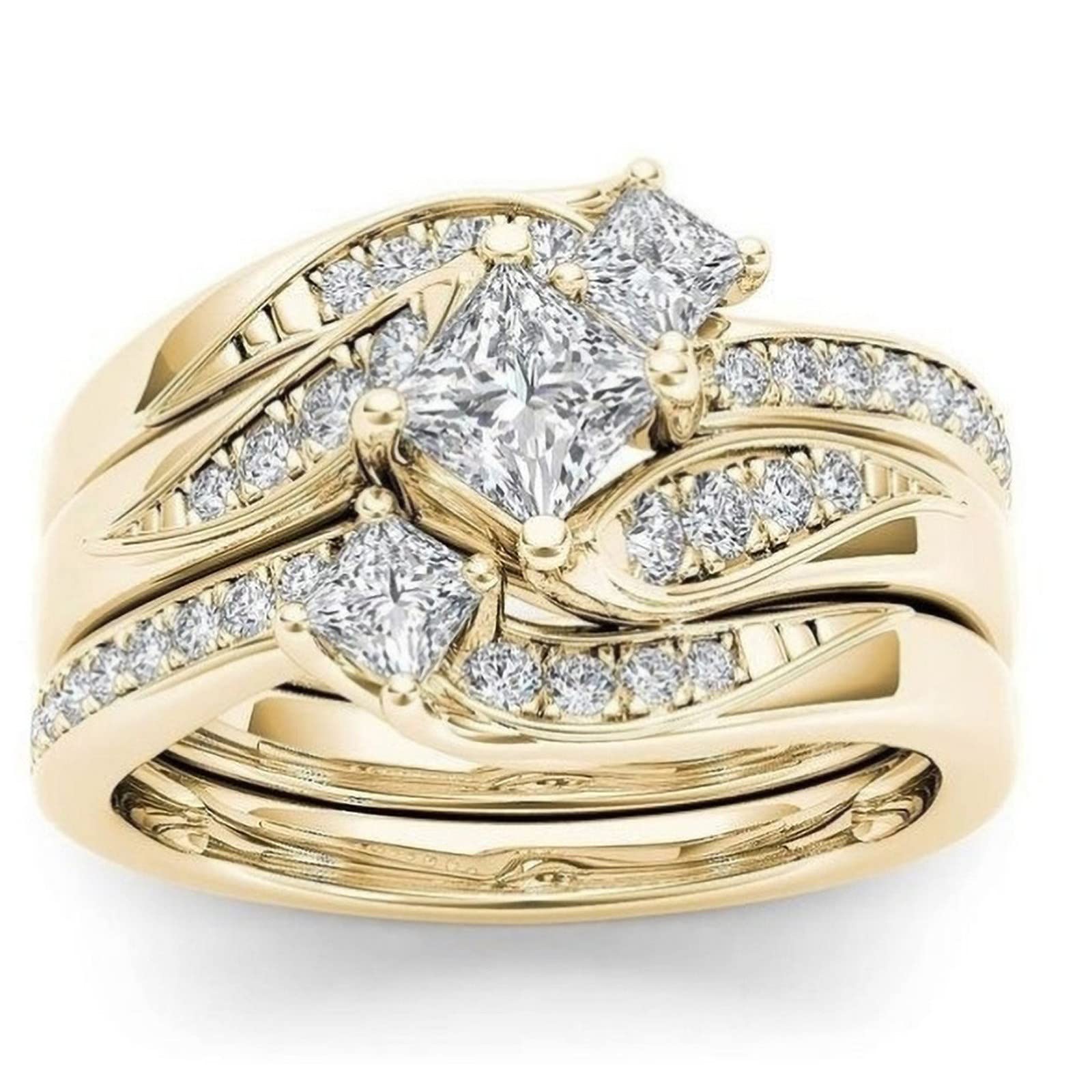 3-Piece CZ Wedding Ring Set - Diamond Proposal & Engagement Ring for Women - Perfect for Proposals & Anniversaries