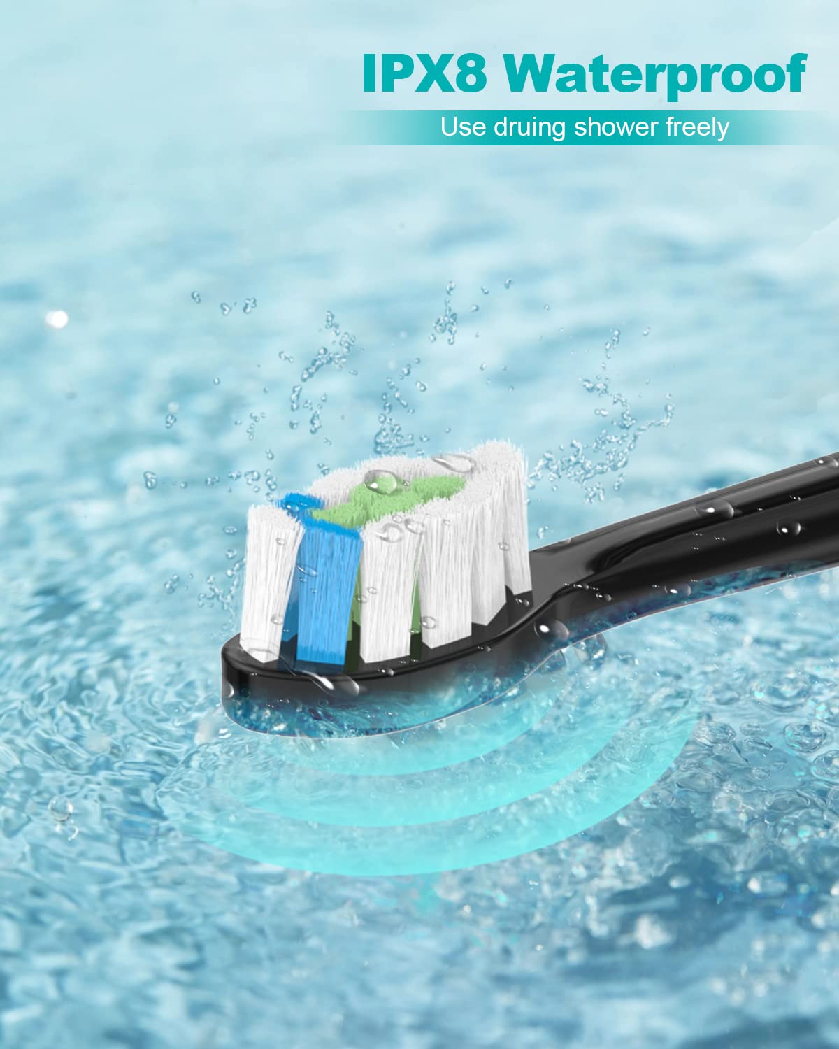 Sonic Electric Toothbrush for Adults & Kids - 5 Cleaning Modes, 3 Intensity Levels with 2-Minute Timer - 90-Day Battery Life & Wireless Charging - Includes 4 Replacement Brush Heads (Black) - Perfect for Travel, Home & Family Oral Care