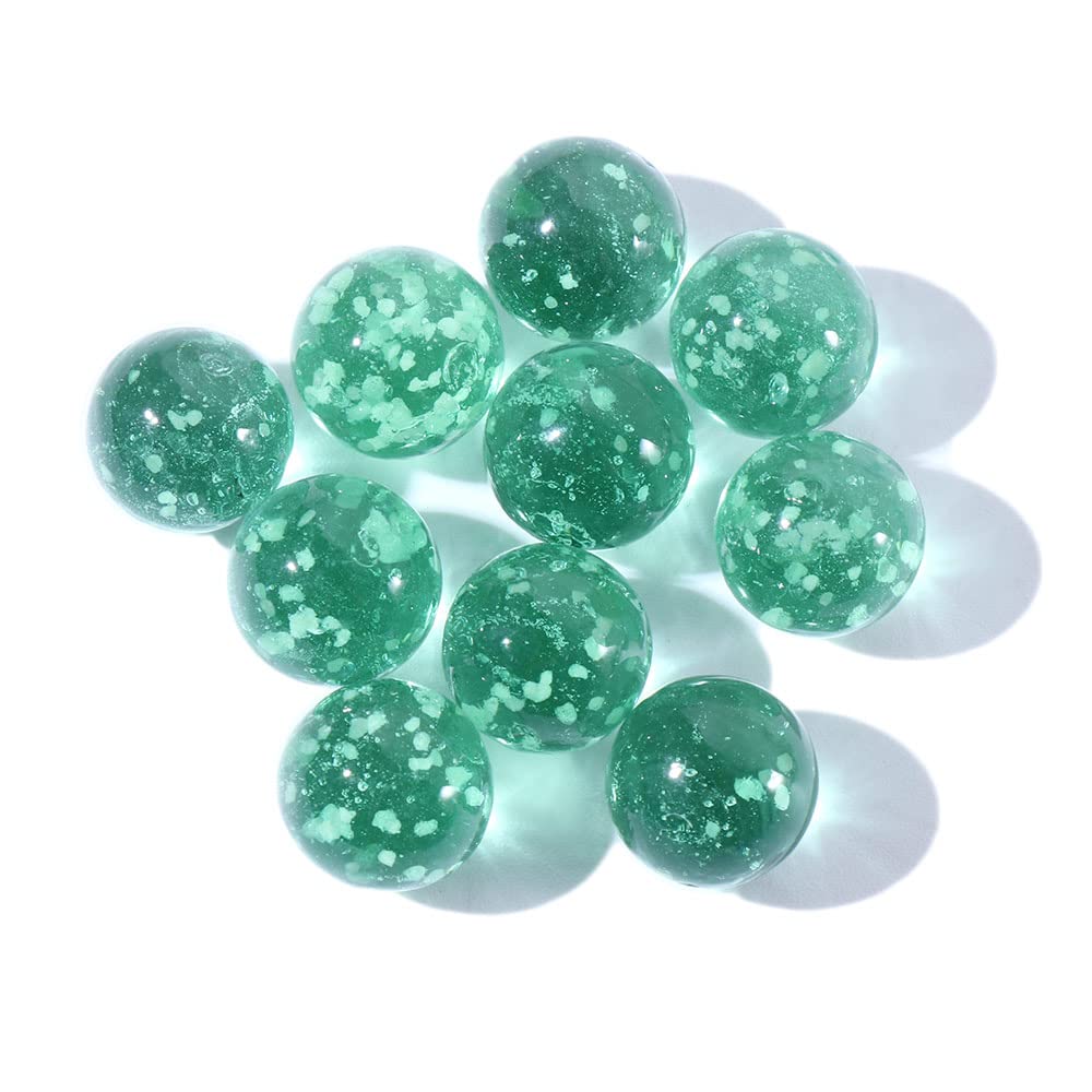 10PCS Glow in The Dark Glass Marbles - Handmade Luminous Glass Balls for Vase Fillers, Marble Games & DIY Crafts (Apple Green) - Perfect for Home Decor, Kids Play & Night Light Effects