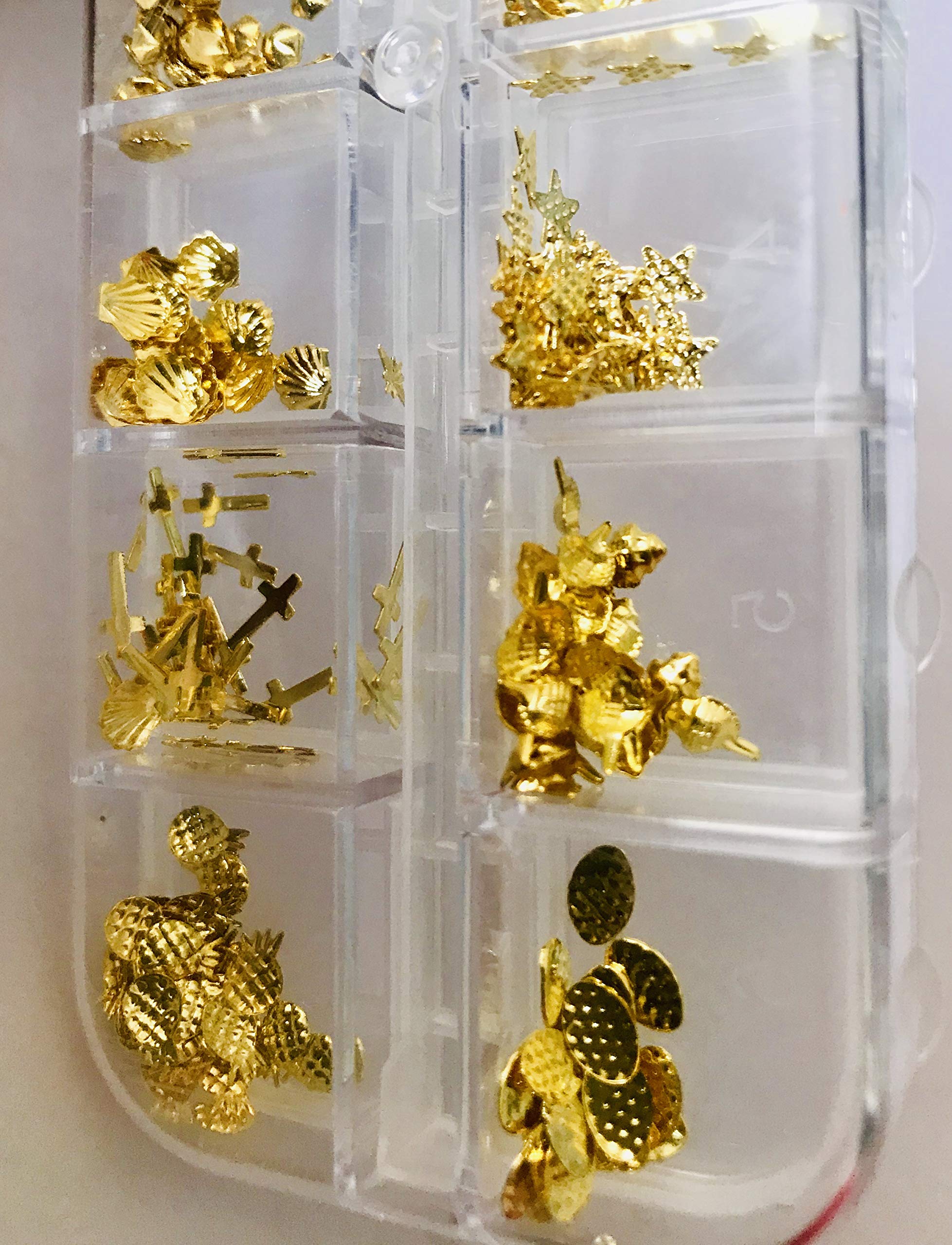 Premium Crystal Nail Art Rhinestones - 12 Mixed Patterns Gold Metal Studs for Acrylic 3D Nails DIY Decorations | Non Hotfix Flatback Gems for Professional Salon & Home Manicure