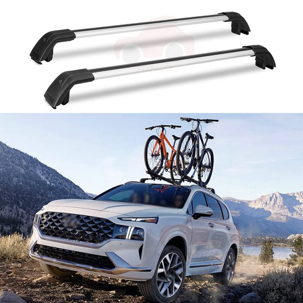 FANTE 2-Piece Lockable Crossbar Roof Rack System for Hyundai Santa Fe 2019-2022 - Silver & Black Luggage Carrier for SUVs | Perfect for Road Trips, Camping Gear & Outdoor Adventures
