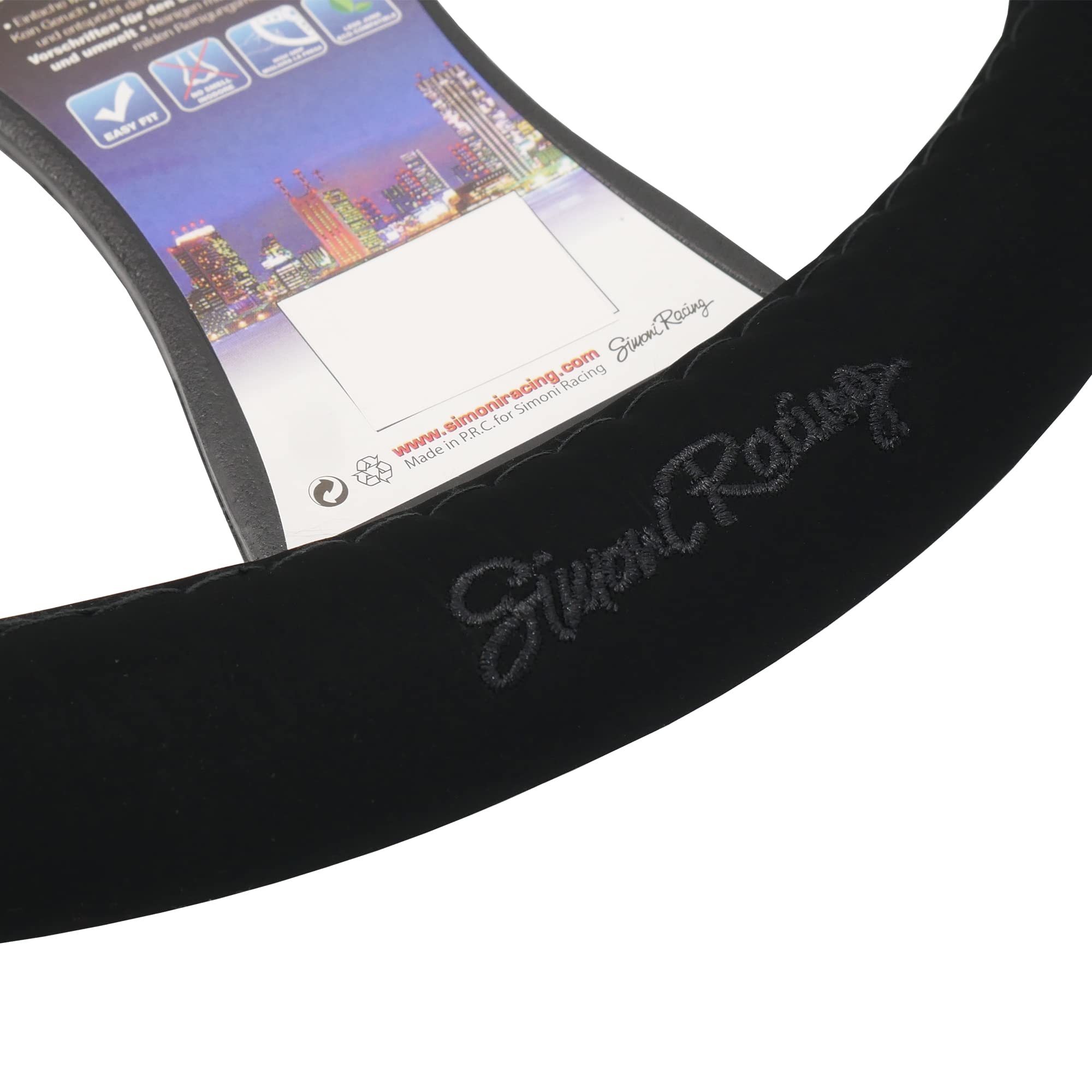 SR CVT27R 37-39cm Universal Steering Wheel Cover - Non-Slip Grip, Black & Red Design - Perfect for Cars, Trucks & SUVs - Enhances Driving Comfort & Style