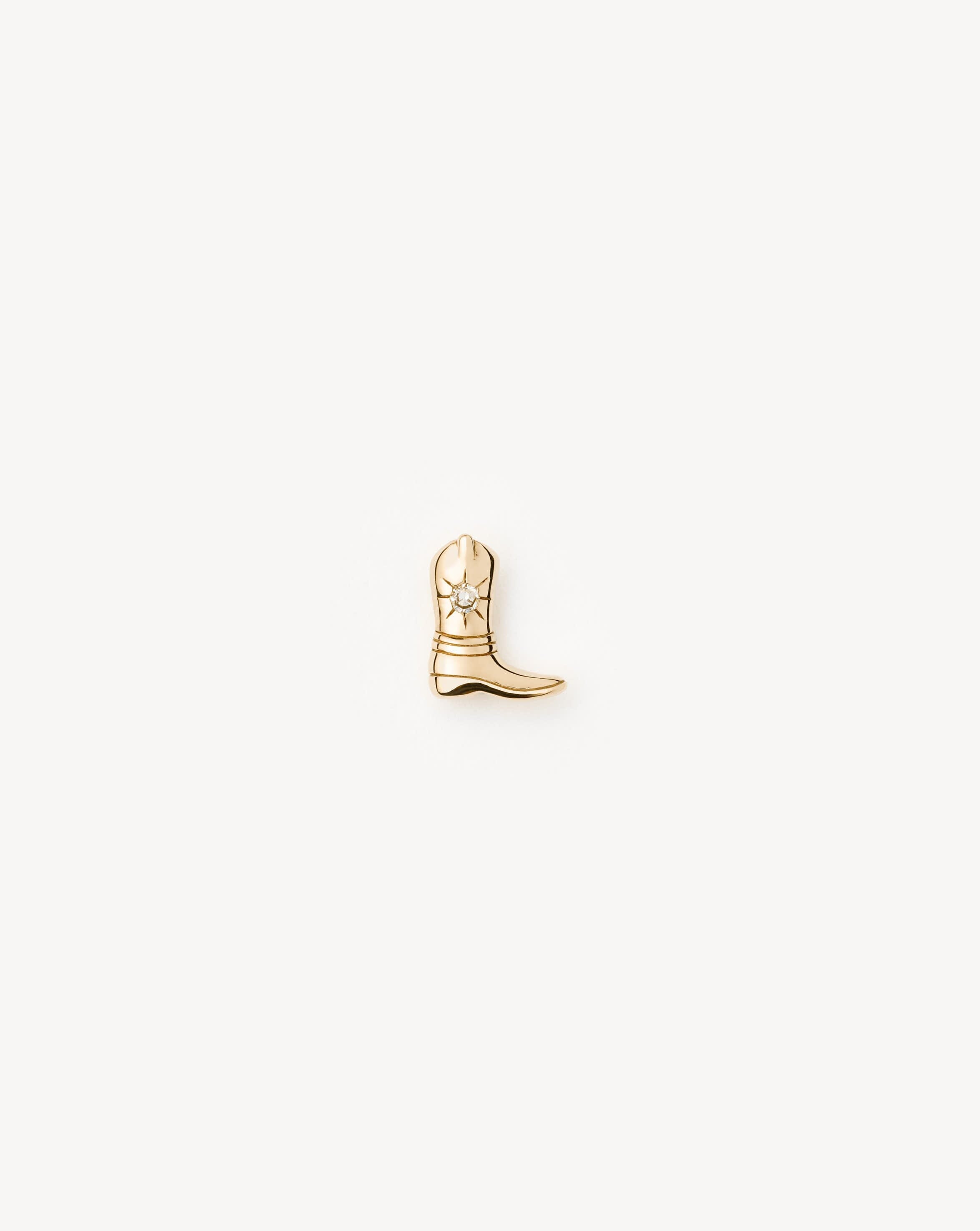 14K Solid Gold Cowboy Boot Stud Earrings with Diamond Accents - Western Style Jewelry for Women, Perfect for Country Concerts, Rodeos, and Cowgirl Fashion