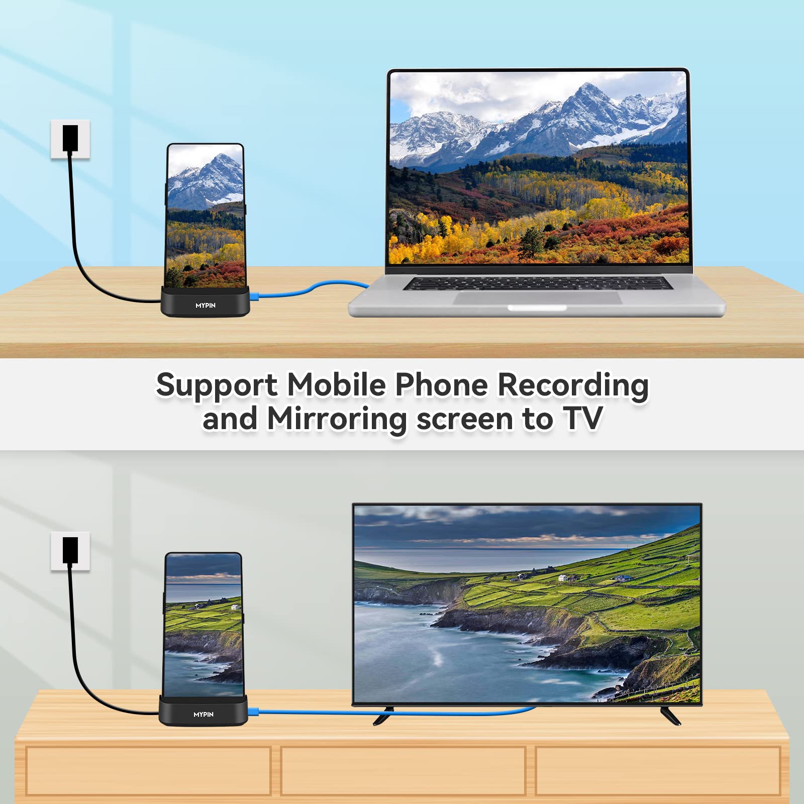 MYPIN Nintendo Switch TV Dock Station - 1080p 60fps HDMI Adapter for Gaming, Video Recording & Live Streaming | Perfect for Home Entertainment & Game Streaming Setup