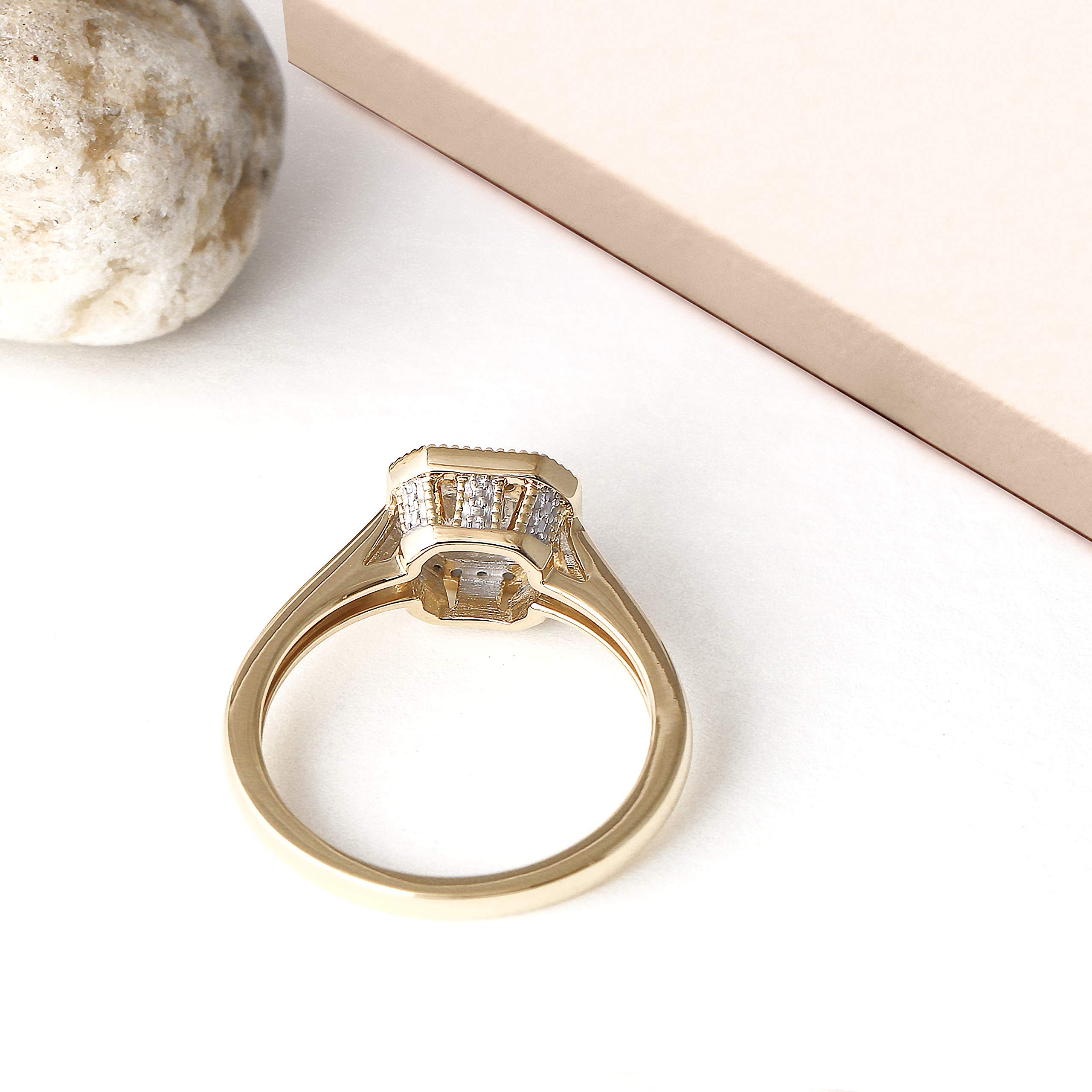 1/10Ct TDW Radiant-Cut Diamond Sterling Silver Fashion Ring for Women - I-J Color I2 Clarity, Elegant Gift for Anniversary, Valentine's Day & Special Occasions