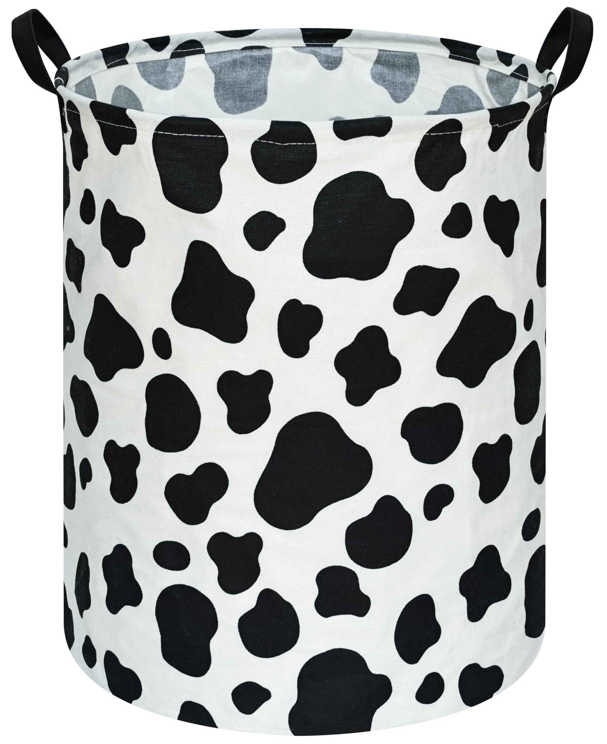 Waterproof Toy Storage Bin - Nursery Hamper, Kids Bedroom Organizer, Laundry Basket with Round Cow Pattern - Perfect for Baby Gifts, Closet Decor & Home Organization