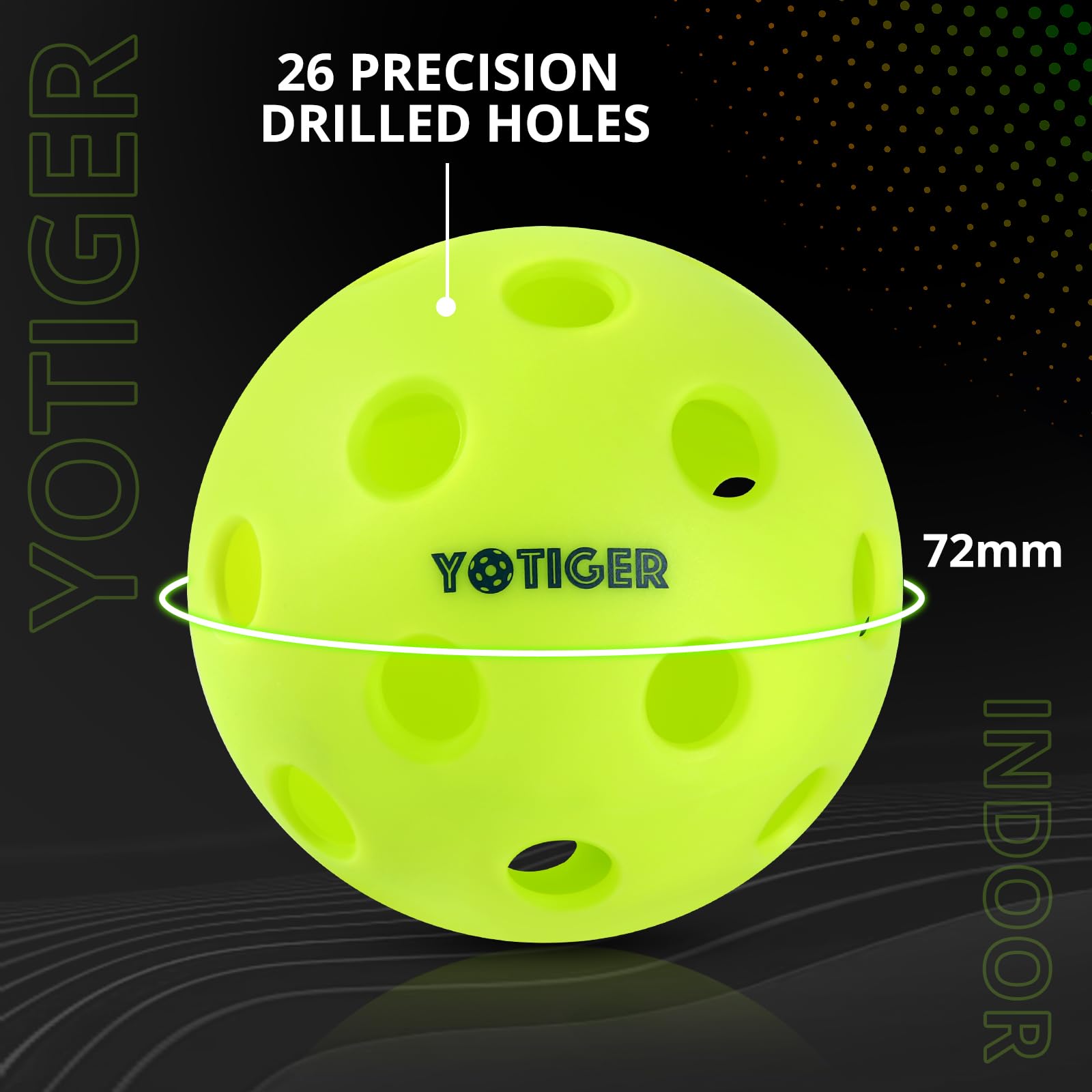 YOTIGER Indoor Pickleball Balls - 4 Pack, 12 Pack, or 36 Pack | 26-Hole High Bounce Durable Pickleballs for All Skill Levels | Perfectly Balanced for Any Pickleball Paddle | Great for Indoor Courts, Training, and Recreational Play