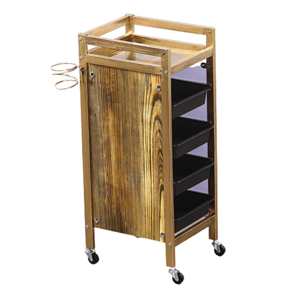 Golden Retro Hairdressing Trolley - 5-Tier Salon Organizer with Drawers for Barber & SPA
