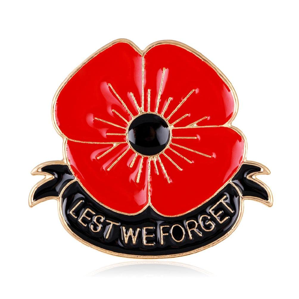 QTJUST Red Poppy Lapel Pins for Women - Memorial Day Brooches, Veterans Day & Remembrance Day Gifts - Elegant Floral Apparel Badges for Women & Girls - Perfect for Commemorative Events, Office Wear & Special Occasions