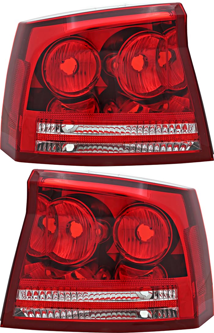 Dodge Charger Tail Lights Lamps Set - Compatible with 2006 2007 2008 Models - Driver & Passenger Side Replacement - Enhance Visibility & Style for Night Driving