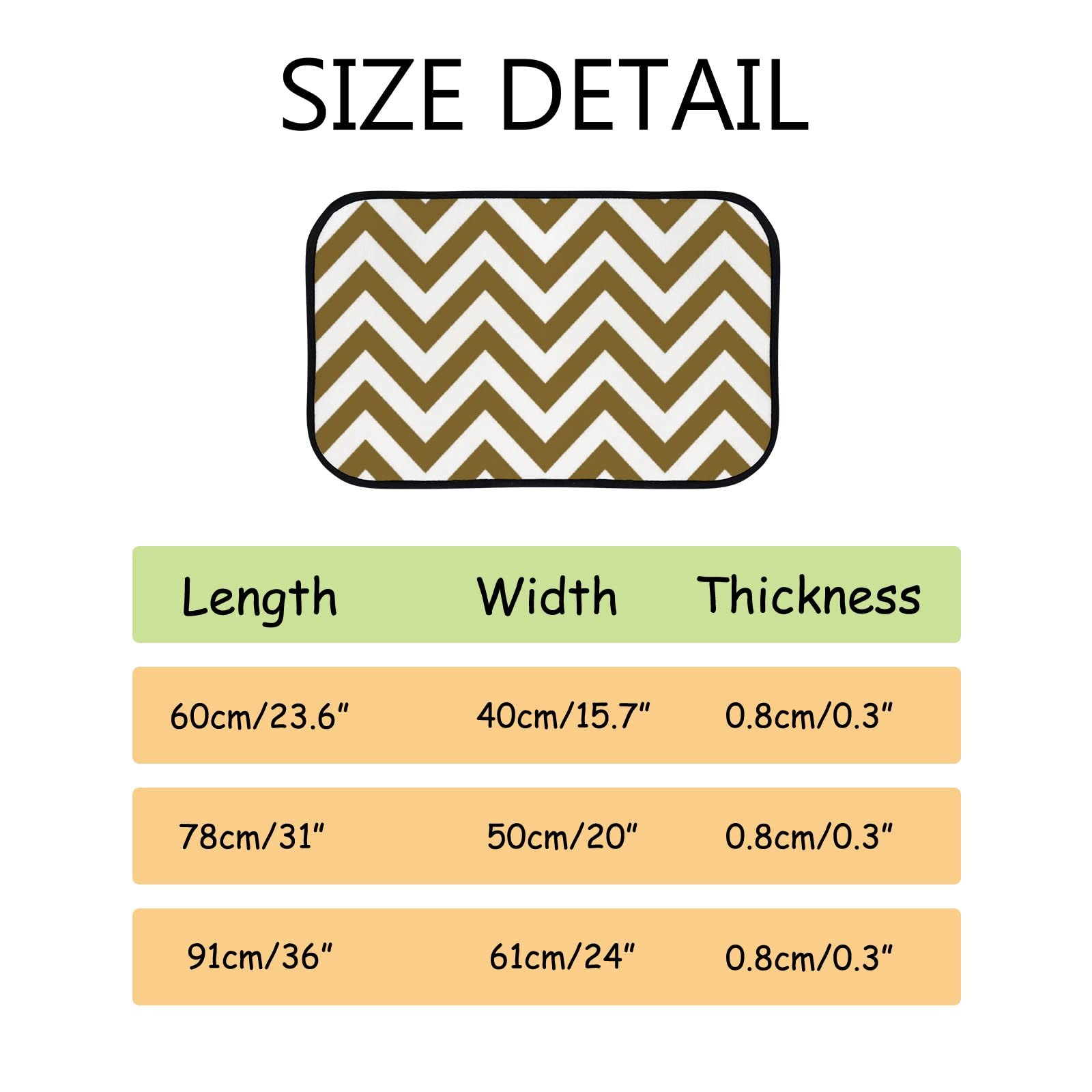 Soft Foam Non-Slip Washable Area Rug - Brown Rectangle Wave Pattern for Kitchen, Bathroom, Living Room - Indoor/Outdoor Home Decor Mat 23.6x15.7 inches - Perfect for High-Traffic Areas, Pet-Friendly Spaces & Cozy Home Accents
