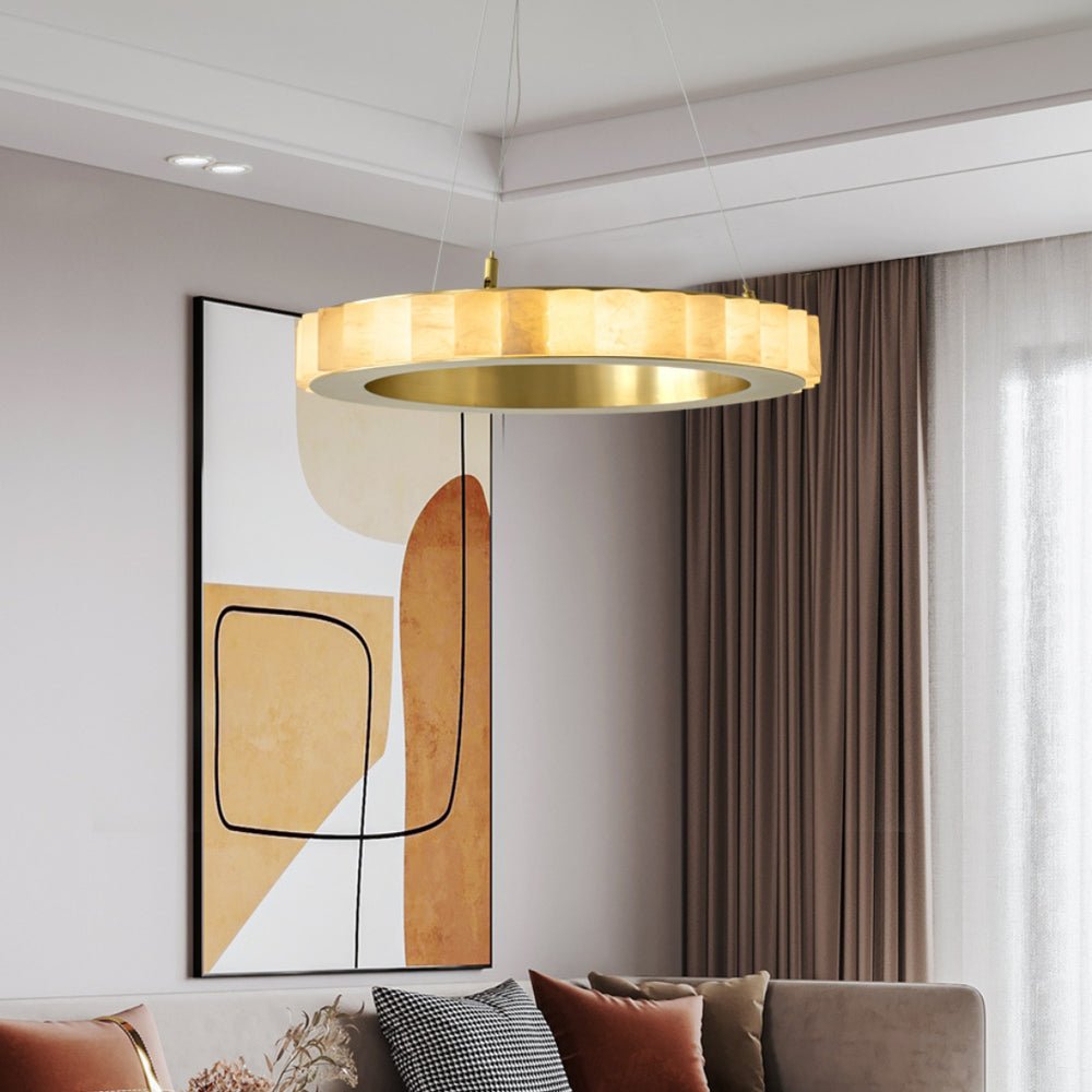 Alabaster Avalon Halo Chandelier - Modern Crystal Ceiling Light Fixture for Dining Room, Bedroom & Living Room Decor
