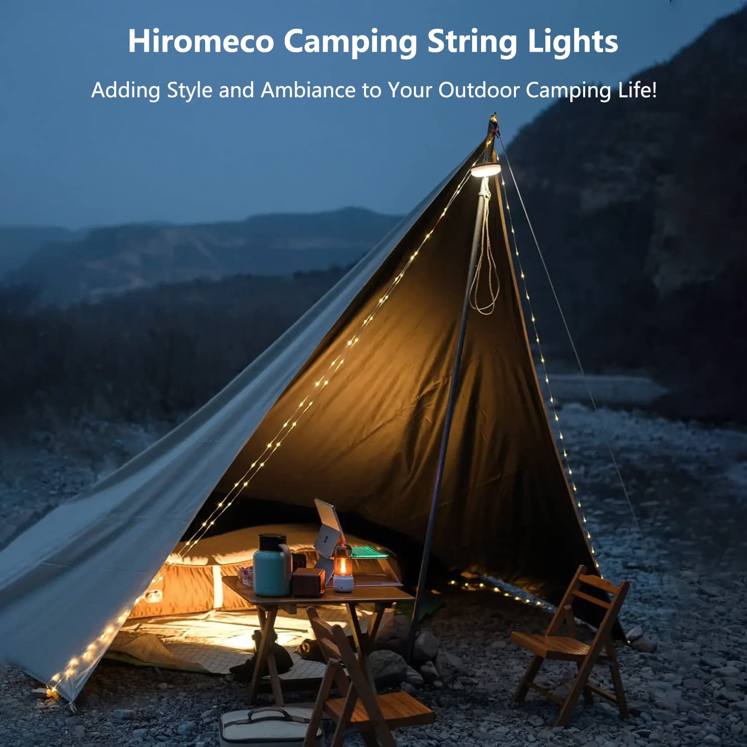 32.8ft LED Camping String Lights - 5 Waterproof USB Powered Fairy Lights for Outdoor & Indoor Use - Perfect for Camping, Hiking, Yard, Garden, Patio, Emergency Lighting & Home Decoration