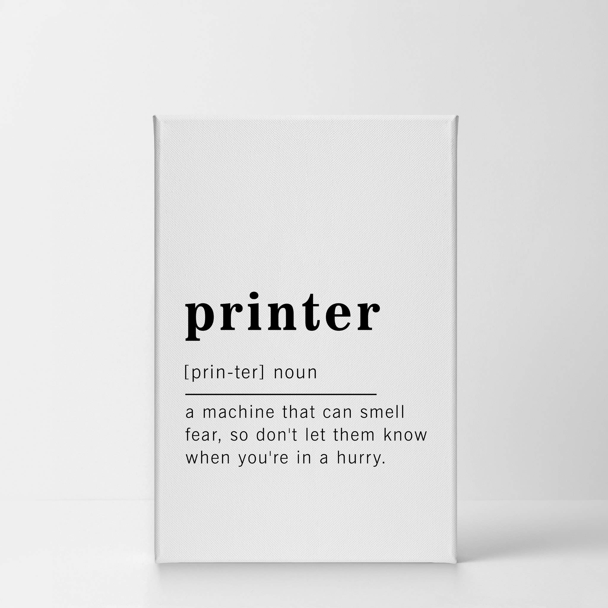 Funny Noun Dictionary Definition of Printer Canvas Print - Inspirational Quote Wall Art for Office, Living Room, Bedroom & Bathroom - Ready to Hang Home Decor (40x30 inches, Made in USA) - Perfect Gift for Tech Lovers & Office Humor