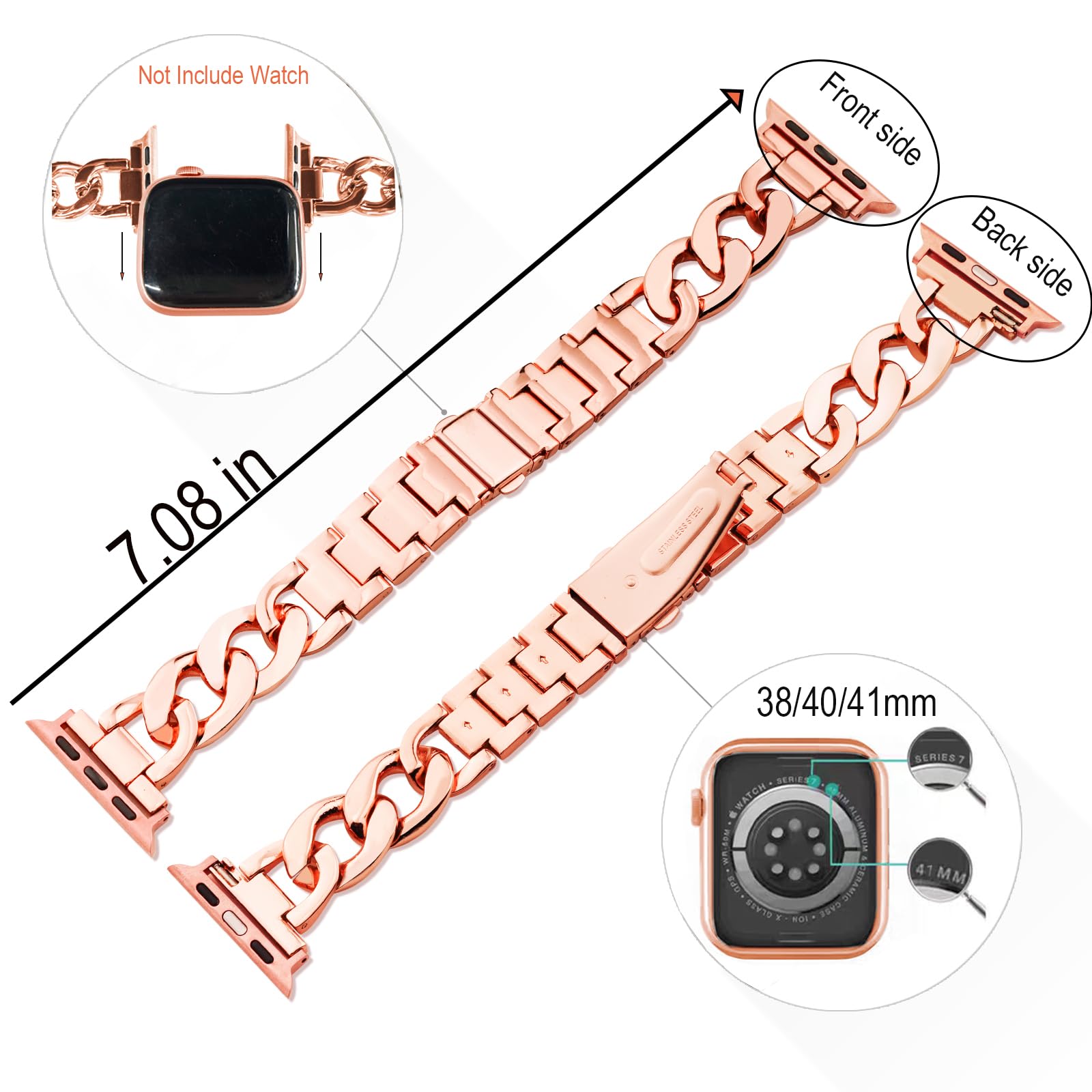 Kolgios 38mm 40mm 41mm 42mm 44mm 45mm 46mm Women's Fashion Smartwatch Bands Compatible with Apple Watch Series 10 9 8 7 6 SE 5 4 - Stylish Replacement Bracelet Strap for iWatch - Perfect Gift for Her - Ideal for Workouts, Office & Casual Wear