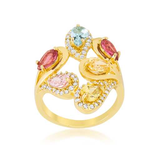 Vibrant Multi-Color Cocktail Ring for Women - Elegant Statement Jewelry for Parties, Weddings & Special Occasions