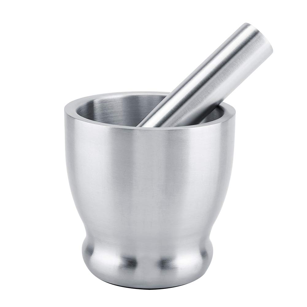Premium Stainless Steel Mortar and Pestle Set - Heavy Duty Spice Grinder for Garlic, Herbs, Coffee Beans & Seasonings - Perfect for Kitchen, Cooking, Baking & Homemade Spice Blends
