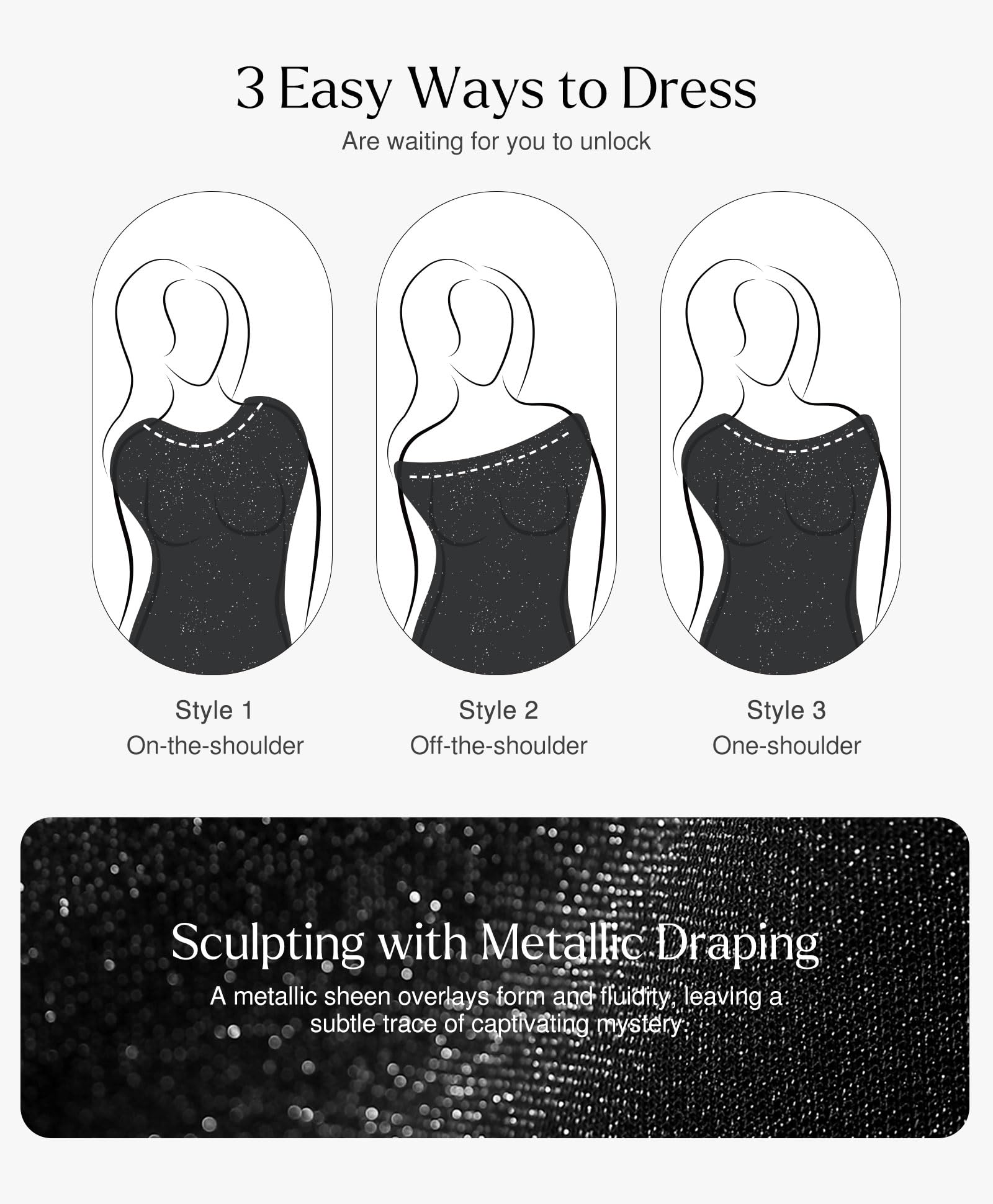Sparkly Long Sleeve Off-Shoulder Bodycon Dress for Women | Cocktail & Party Mermaid Dress with Built-In Shapewear | Perfect for Evening Events, Date Nights & Special Occasions