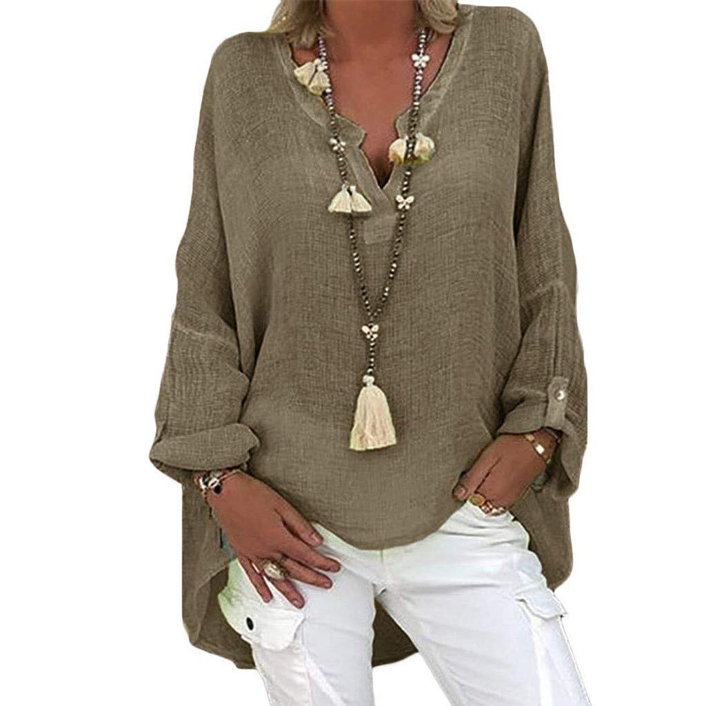 Women's Floral Print V-Neck Long Sleeve Blouse - Dressy Casual Roll Up Sleeve Loose Fit Top for Summer | Perfect for Office, Date Night & Weekend Outings
