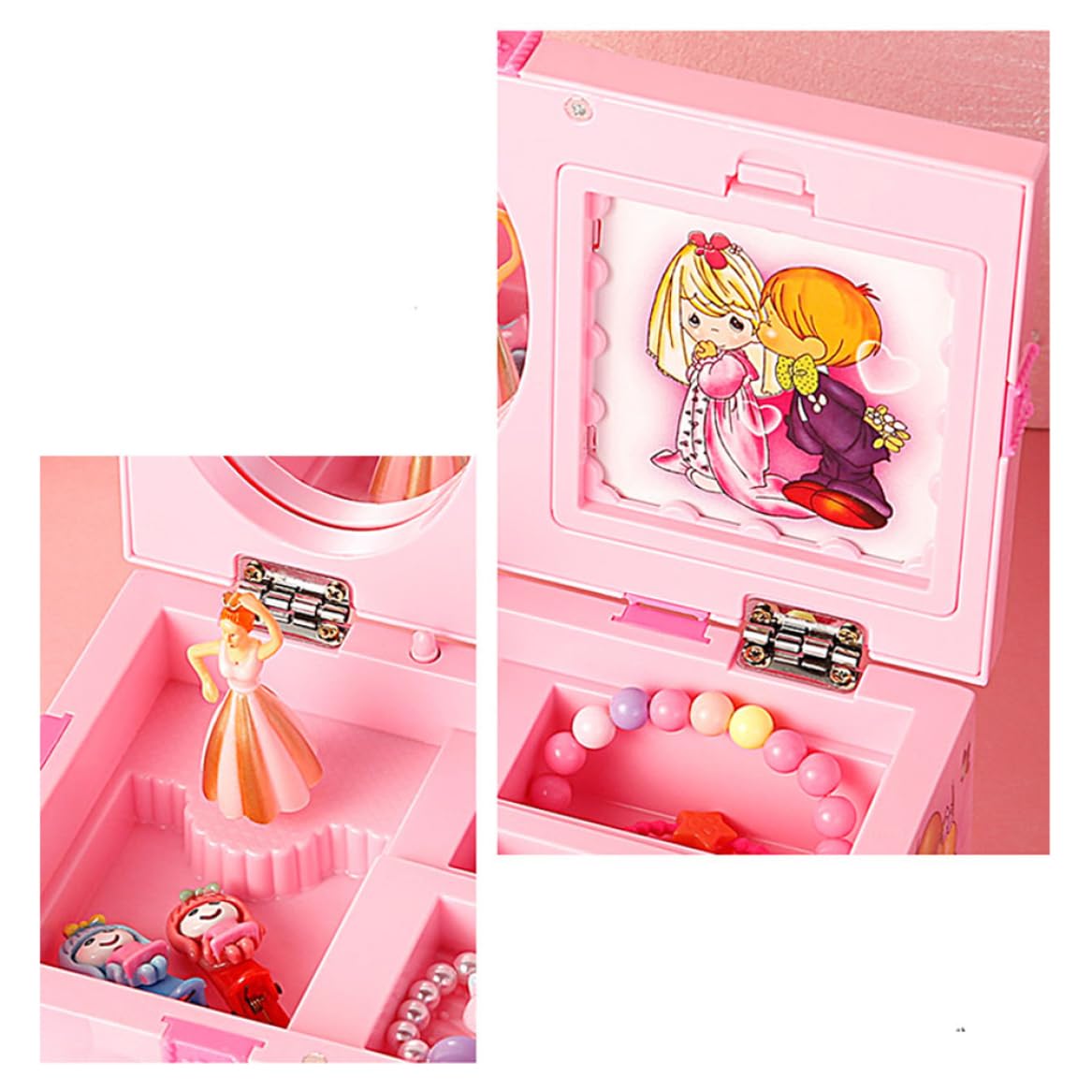 Jewelkeeper Musical Jewelry Box with Mirror & Drawer - Ballerina Design Plastic Jewelry Storage Case for Kids - Perfect for Birthday Gifts, Bedroom Decor & Organizing Rings, Necklaces & Earrings