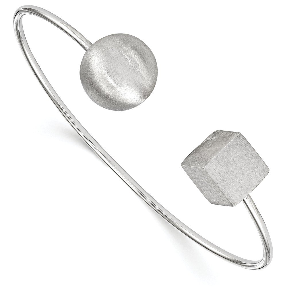 Leslie's Sterling Silver Rhodium-Plated Radiant Essence Satin Bangle Bracelet for Women - Elegant Jewelry Gift for Birthday, Anniversary & Special Occasions