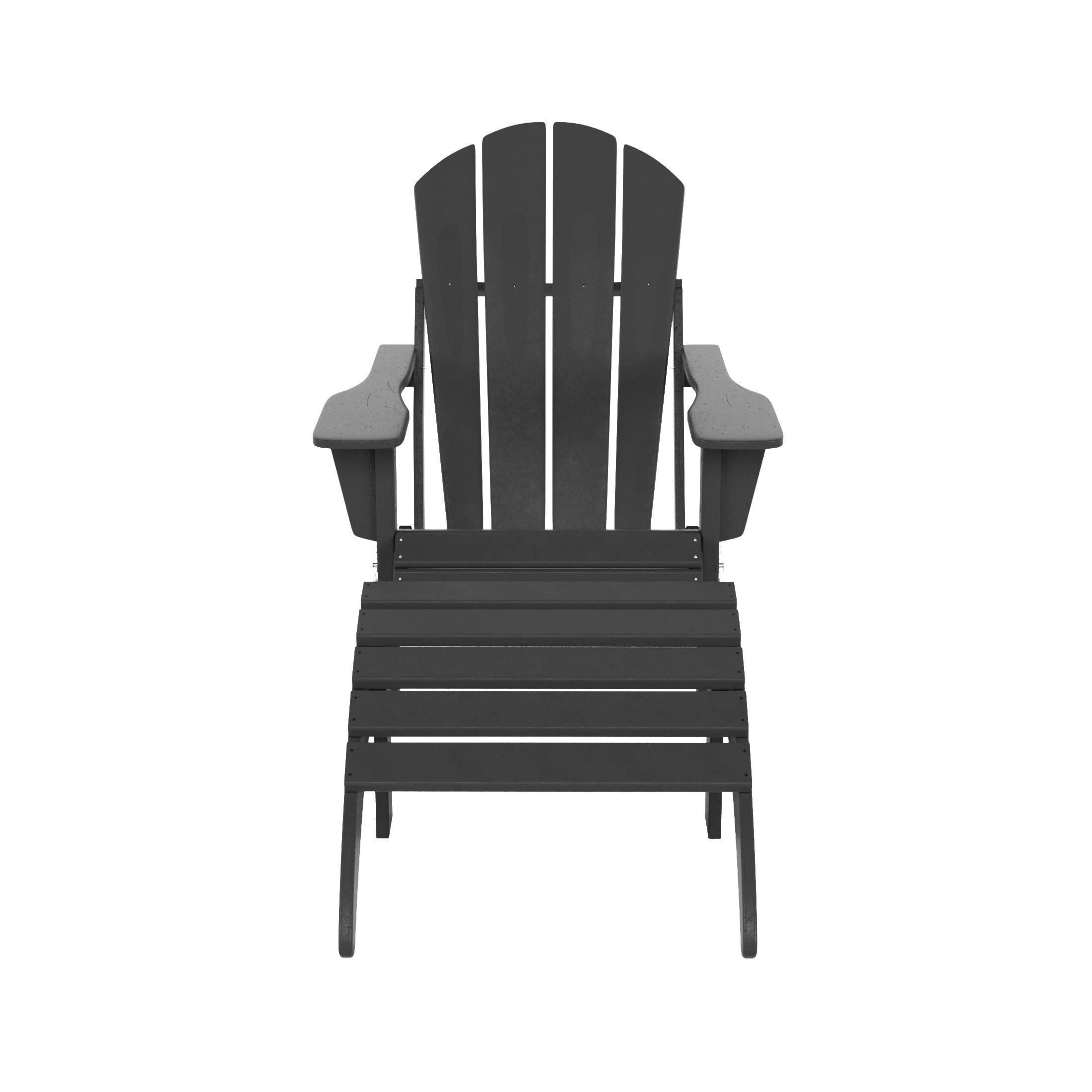 WestinTrends Malibu 2-Piece Outdoor Lounge Chair Set with Ottoman - All-Weather Poly Lumber Adirondack Patio Chairs for Pool, Garden, Backyard & Beach (Gray) - Perfect for Relaxing, Sunbathing and Outdoor Entertaining