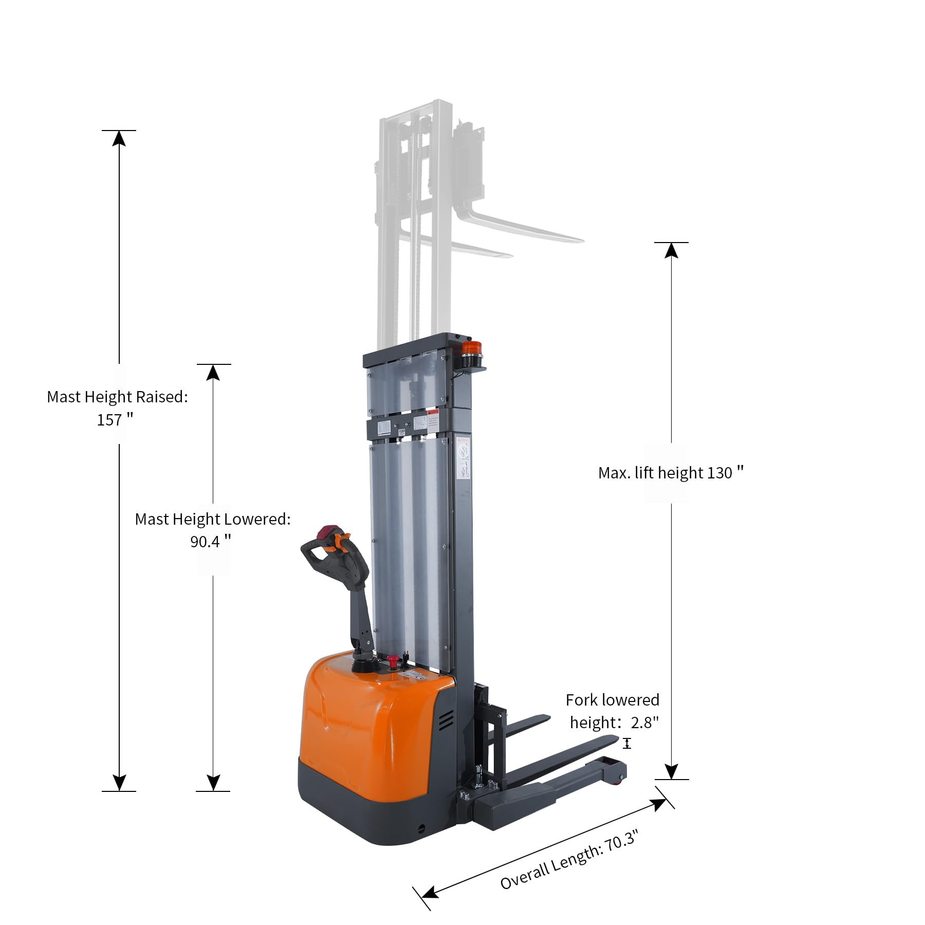 Electric Pallet Stacker 3300 lb Capacity, 130