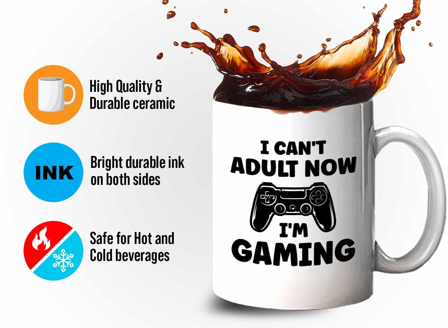 Bubble Hugs 11oz White Gaming Coffee Mug - Funny 'Now I'm Gaming' Design for Video Game Lovers - Perfect Gift for Console Gamers, Multiplayer & Shooting Game Enthusiasts - Great for Gaming Sessions, Office Use & Geek Decor