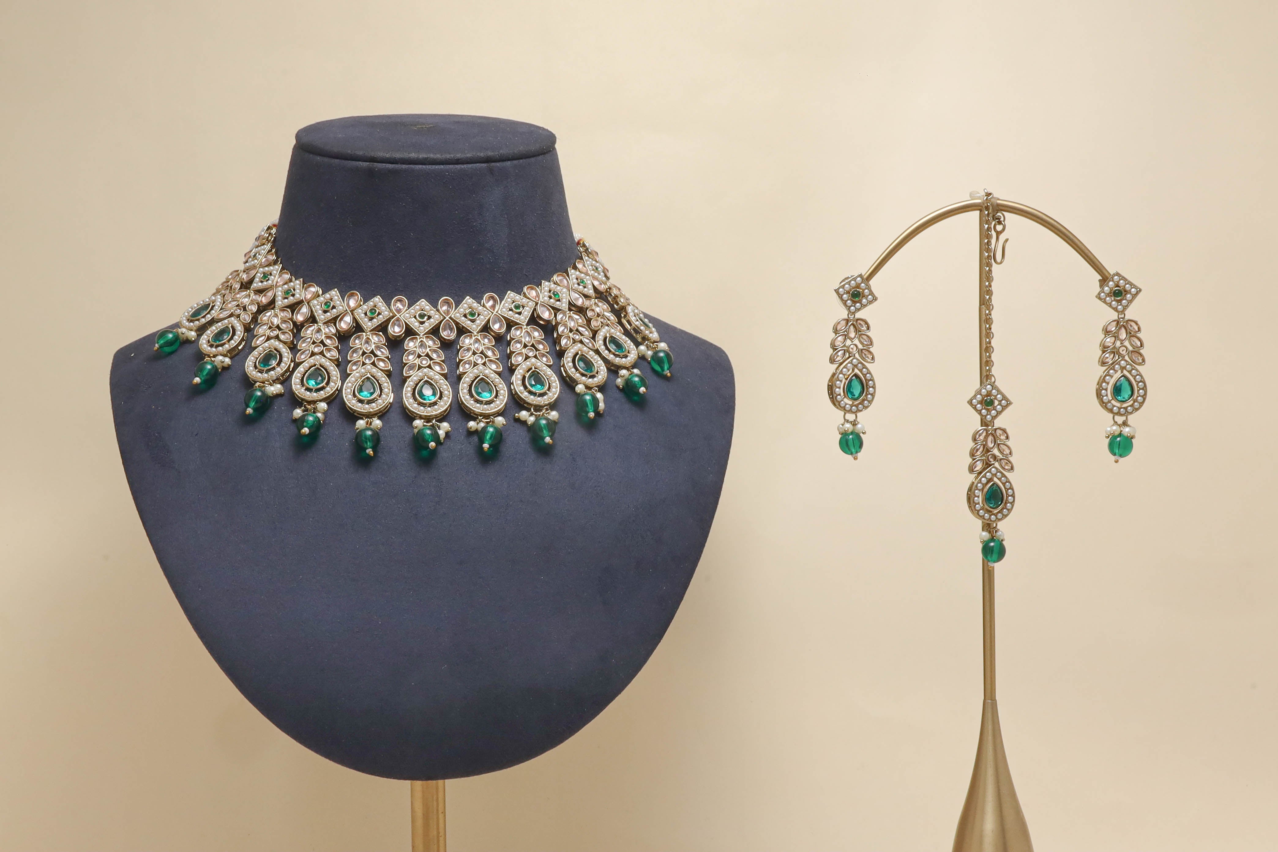 AYESHA Polki Full Set Jewelry - Exquisite Indian Bridal Necklace Set with Earrings for Weddings & Special Occasions | Perfect for Bridal Dressing, Festive Events & Cultural Celebrations