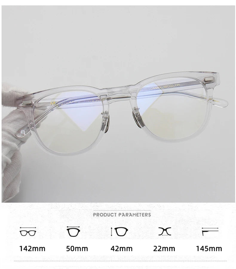 Stylish Unisex Black Square Acetate & Titanium Frame Eyeglasses 94142 - Perfect for Reading, Work, and Everyday Fashion Accessory