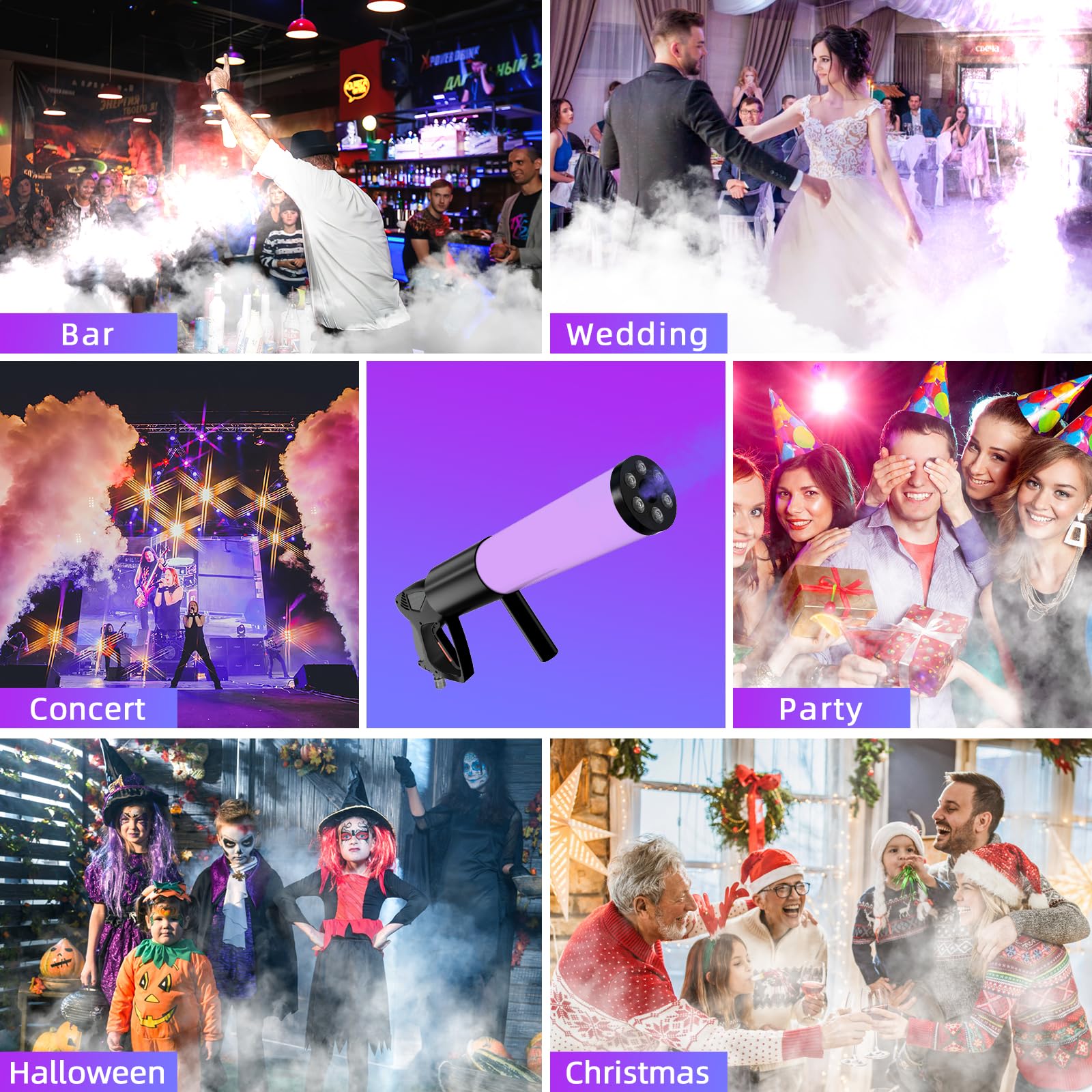 **CO2 Jet Machine Blaster - Handheld CO2 Cannon Smoke Machine with RGB LED Lights, Carbon Dioxide Gas Column Gun for Stage Effects, DJ, Club, Wedding & Halloween Parties - Perfect for Nightclubs, Concerts, and Themed Events**