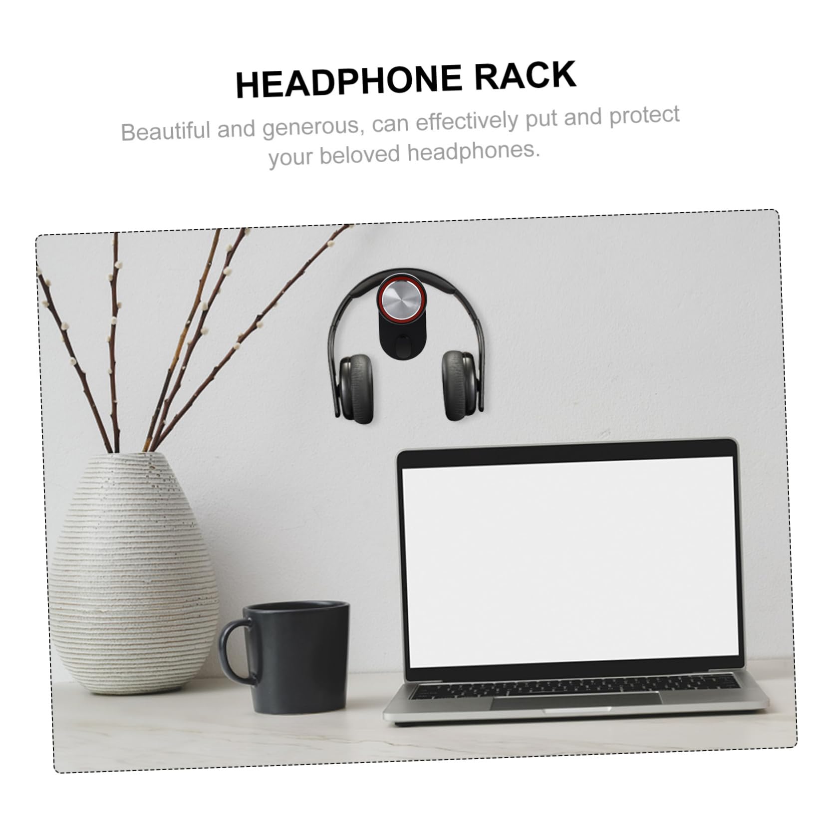 Gadpiparty Metal Earphone Stand - Desk Headphone Holder with Adhesive Hooks - Simple & Sturdy Design for Office, Home, Gaming Setup - Organize Your Headphones & Earbuds