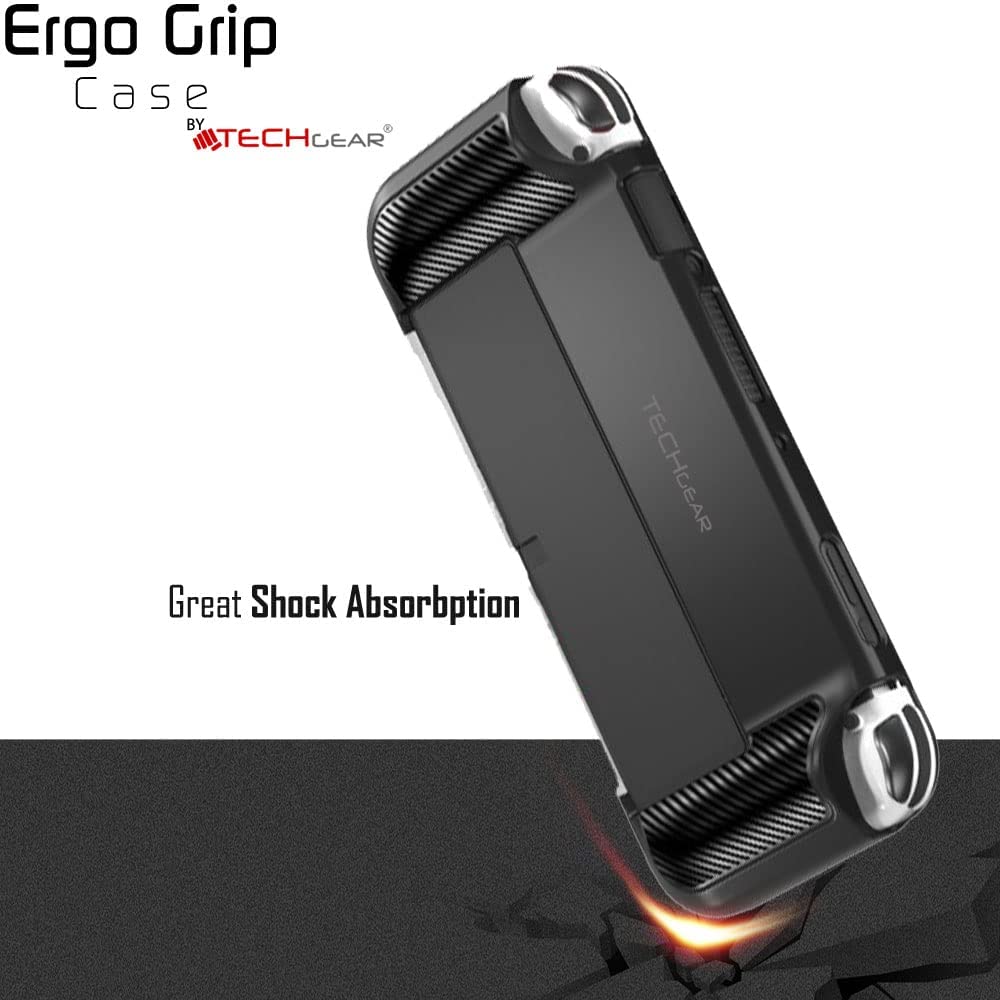 Premium Ergonomic Grip Case for Nintendo Switch OLED - Soft TPU Silicone Protective Cover with Comfort Padded Handles | Joy-Con Compatible, Lightweight & Durable Stand | Perfect for Gaming, Travel & Long Play Sessions
