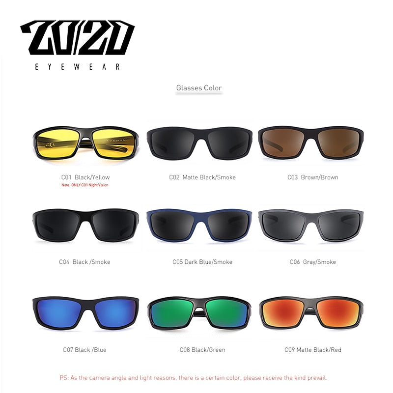 20/20 Polarized Square Sunglasses for Men - UV Protection, Anti-Glare, Lightweight & Durable - Perfect for Driving, Fishing, and Outdoor Activities