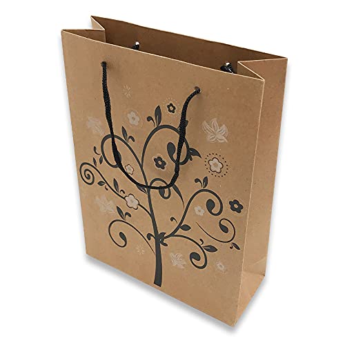Black and White Floral Design on Kraft Paper
