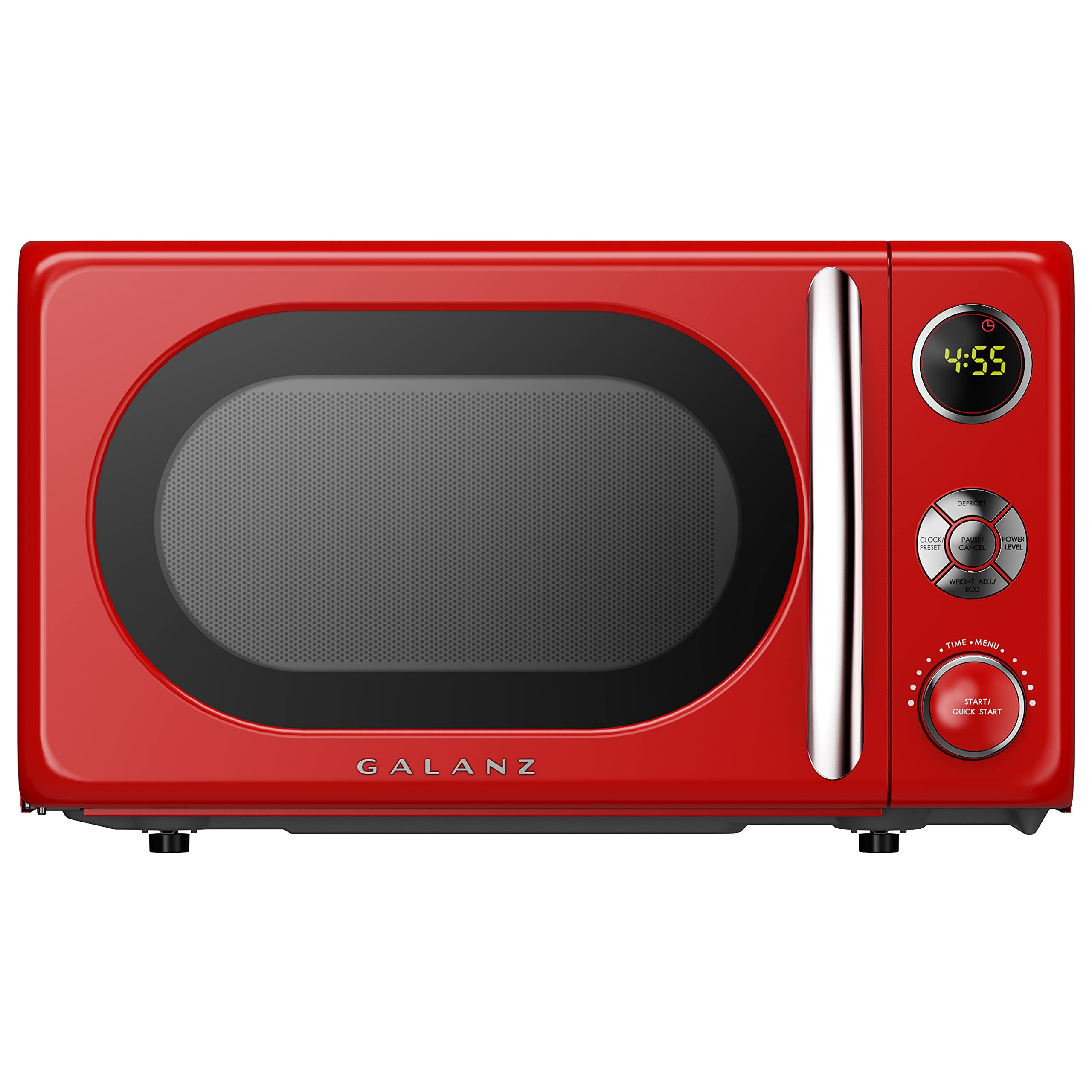 Galanz GLCMKA07RDR-07 0.7 Cu.Ft Compact Microwave Oven with LED Lighting, Pull Handle & Child Lock - Retro Red Design for Small Kitchens, Dorms & Office Break Rooms