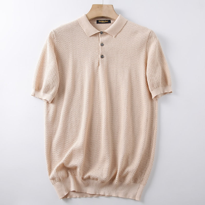 Men's Business Knit Polo Short Sleeve Shirt - Comfortable Office & Casual Wear for Professionals