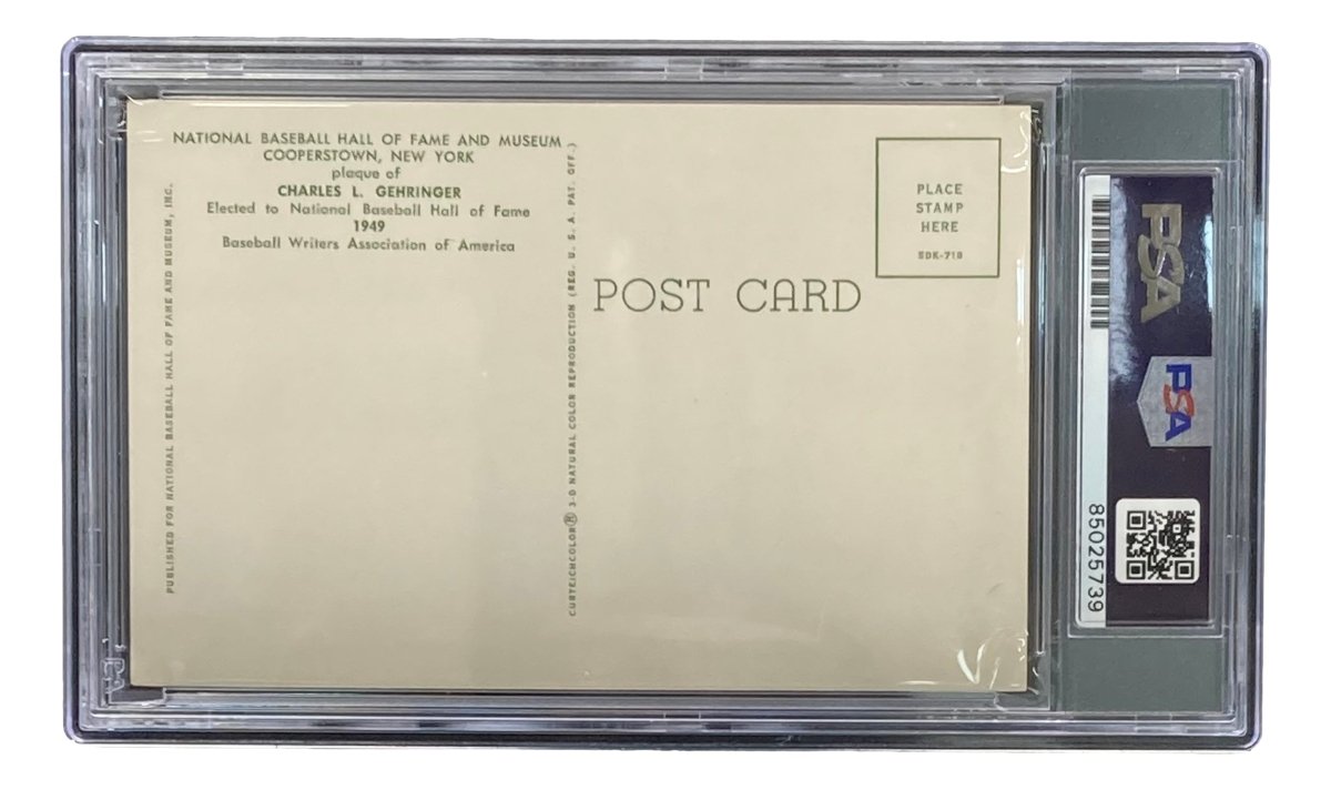 Charlie Gehringer Autographed 4x6 Detroit Tigers Hall of Fame Plaque Card with PSA/DNA Certification #85025739 - Perfect for Baseball Memorabilia Collectors and Tigers Fans Display