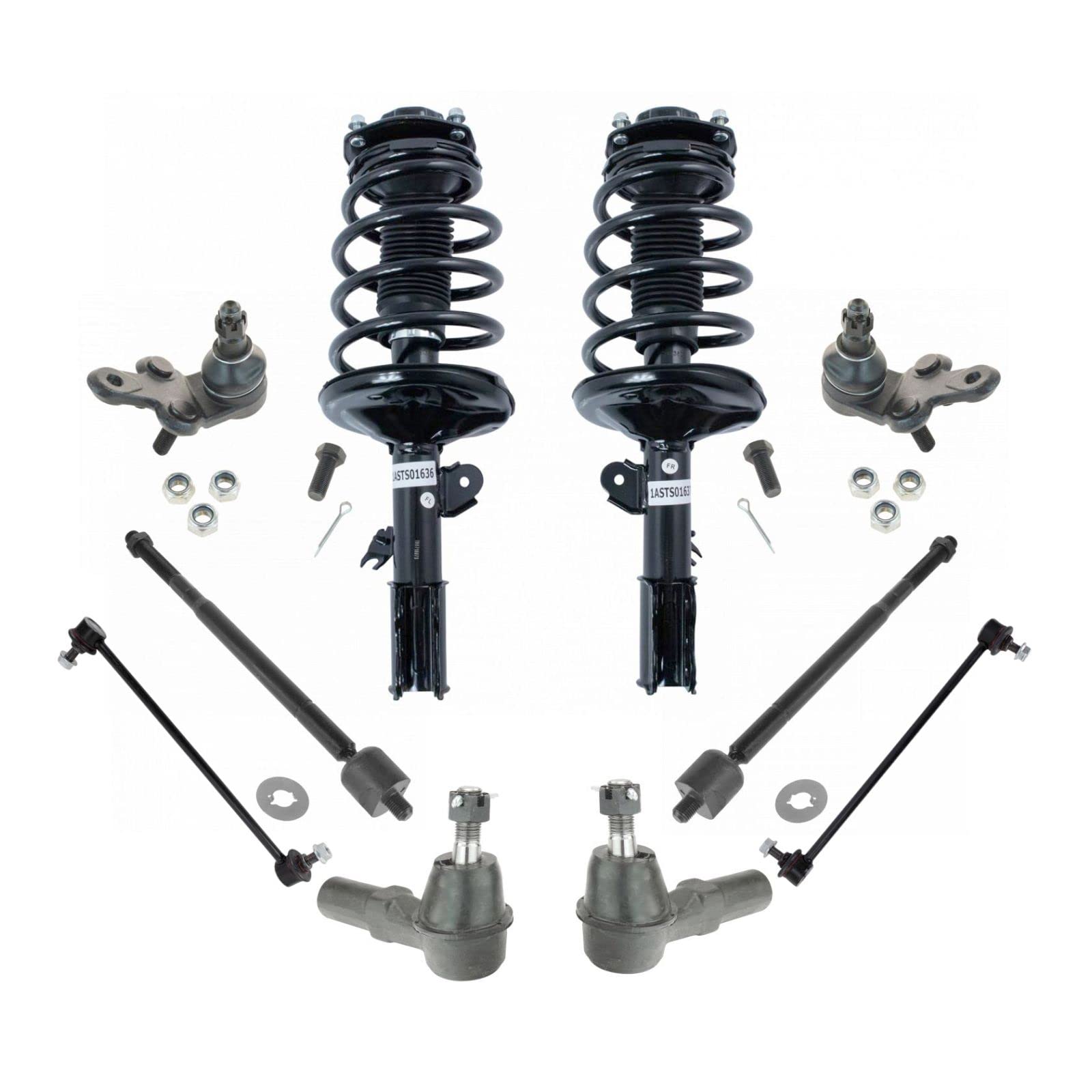 10-Piece Steering Suspension Kit - Strut & Spring Assemblies, Ball Joints, Tie Rods - Complete Car Suspension Repair & Upgrade for Smooth Ride