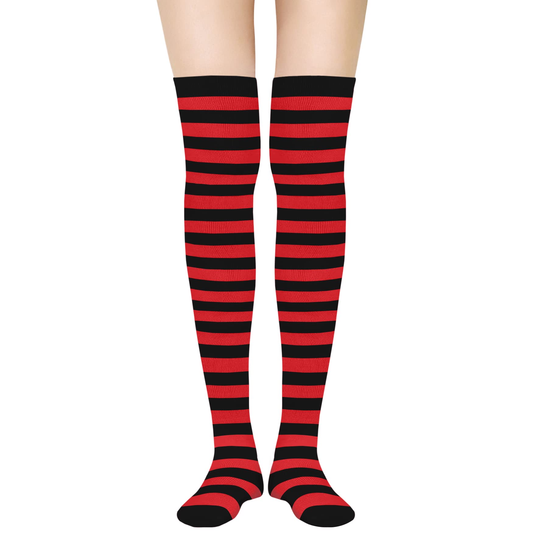 Women's Striped Thigh High Socks - Knee High Over The Knee Long Stockings for Cosplay, Casual Wear & Winter Fashion | Perfect for Costumes, Outfits & Cold Weather